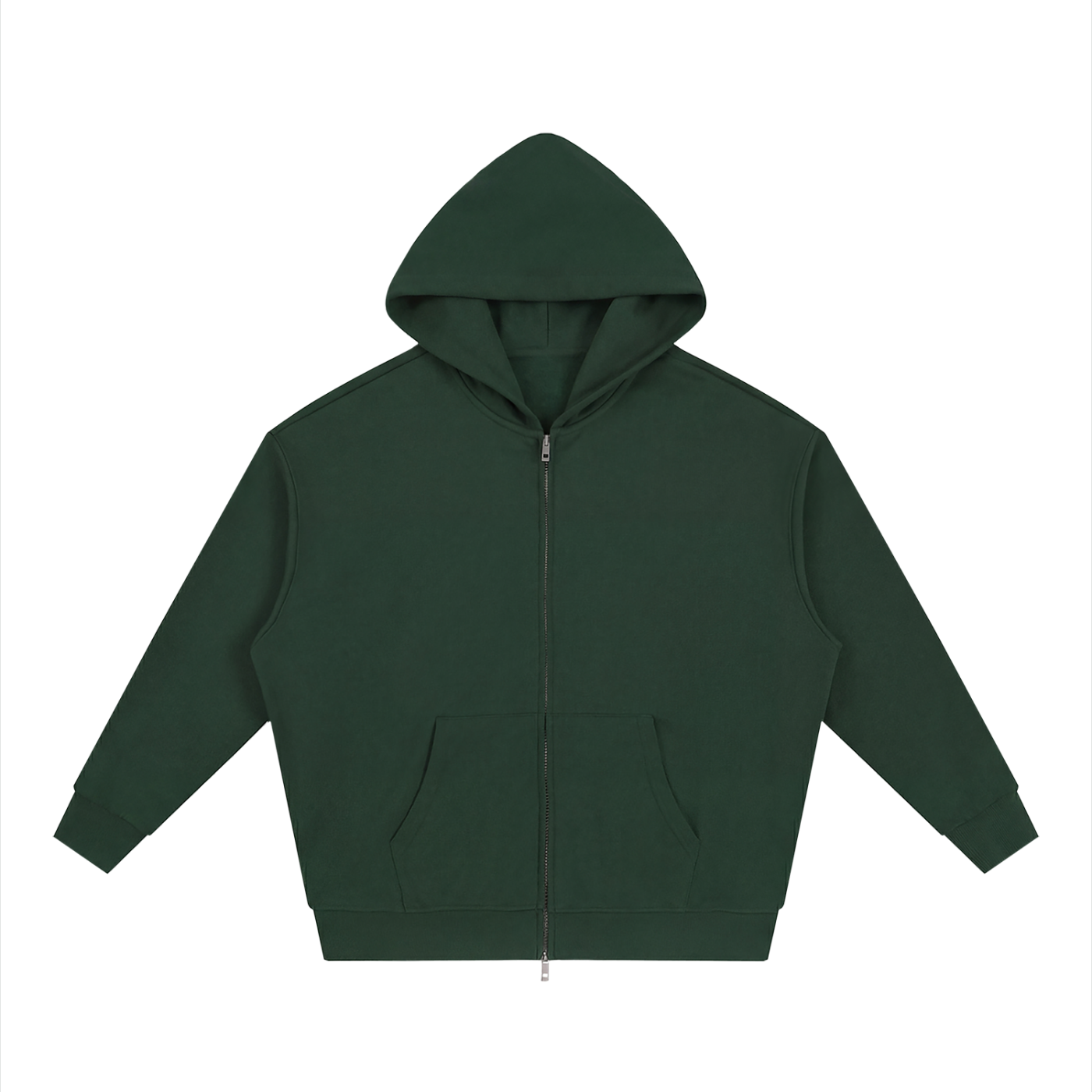 BLANKZ Heavy Loose Zip Hoodie — Blackish Green — front view
