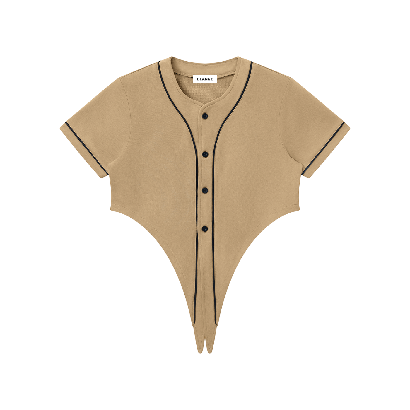BLANKZ Piping Baseball Jersey — Coffee, front view
