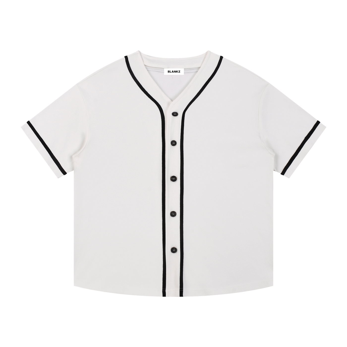 BLANKZ Contrast Piped Button-Up Jersey — White, front view
