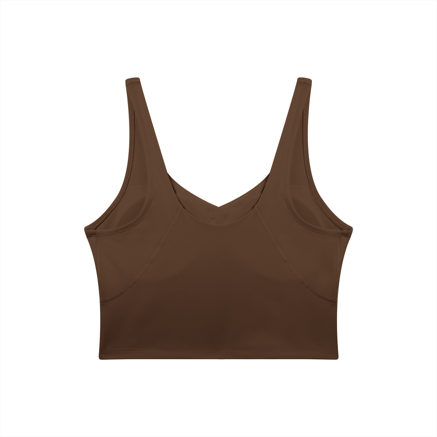 BLANKZ V-Neck Yoga Sports Bra — Brown, back view