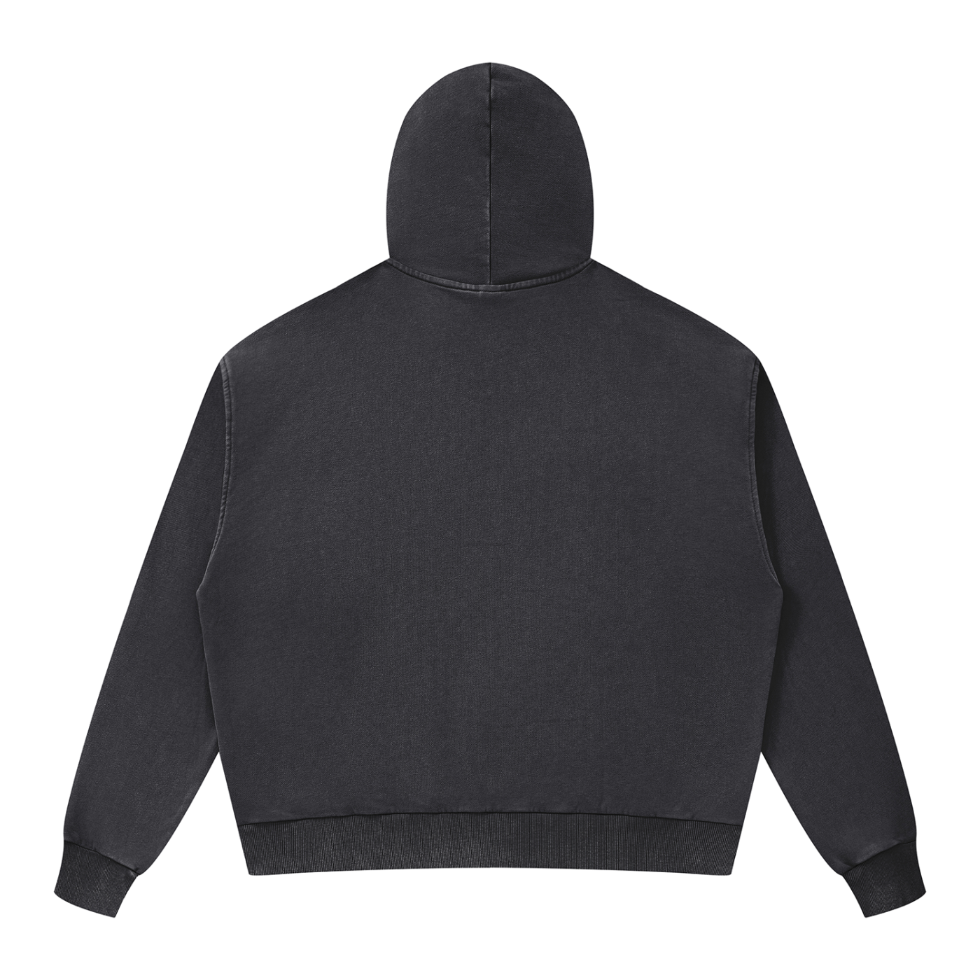 BLANKZ Mineral Wash Boxy Full Zip Hoodie — Dark Gray, back view