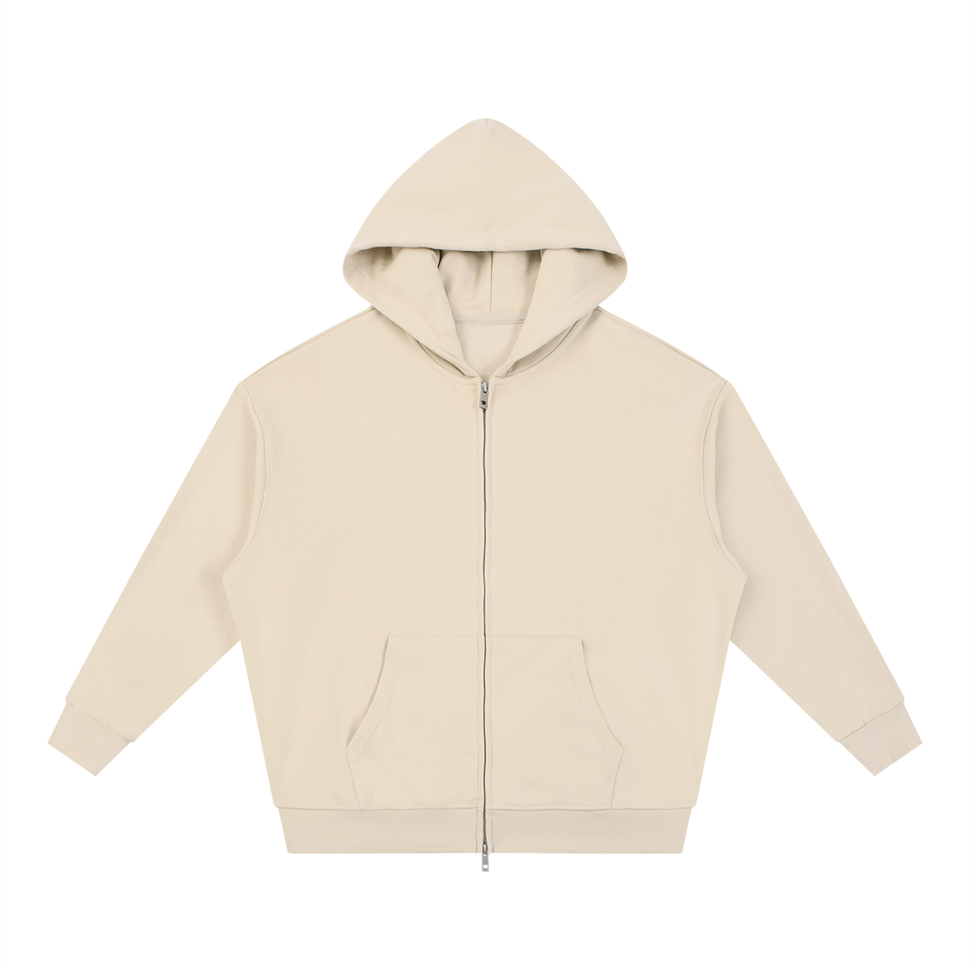 BLANKZ Heavy Loose Zip Hoodie — Apricot — front view
