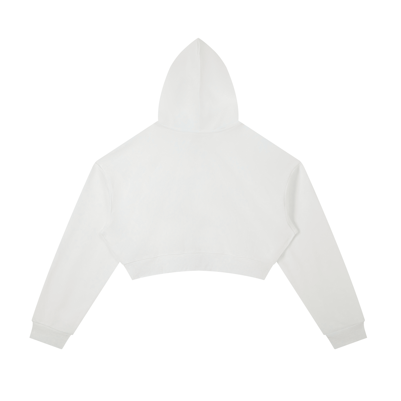 BLANKZ Essential Cropped Zip-Up Hoodie — White, back view