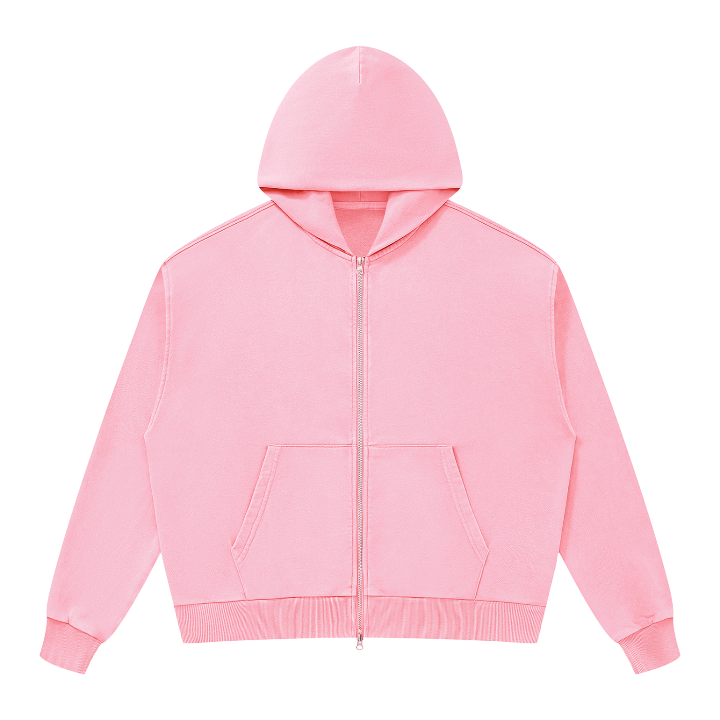 BLANKZ Mineral Wash Boxy Full Zip Hoodie — Pink, front view