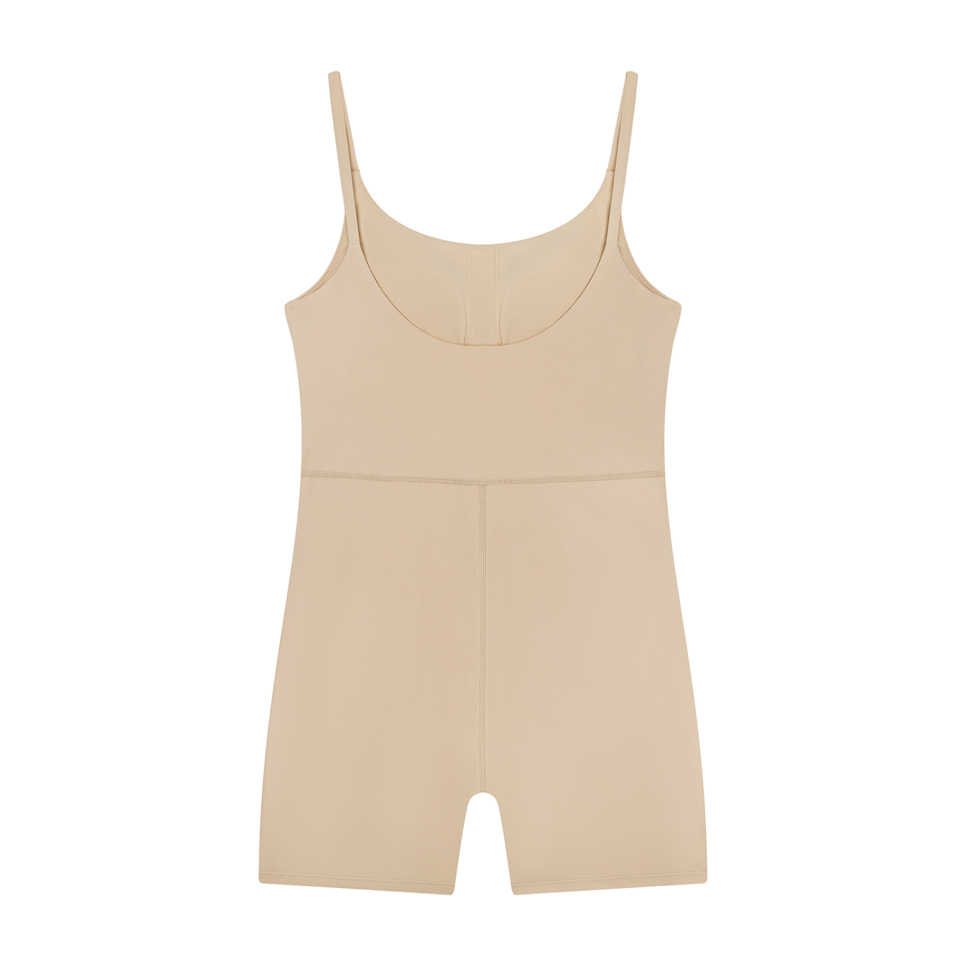 BLANKZ U-Neck Yoga Romper — Khaki, back view