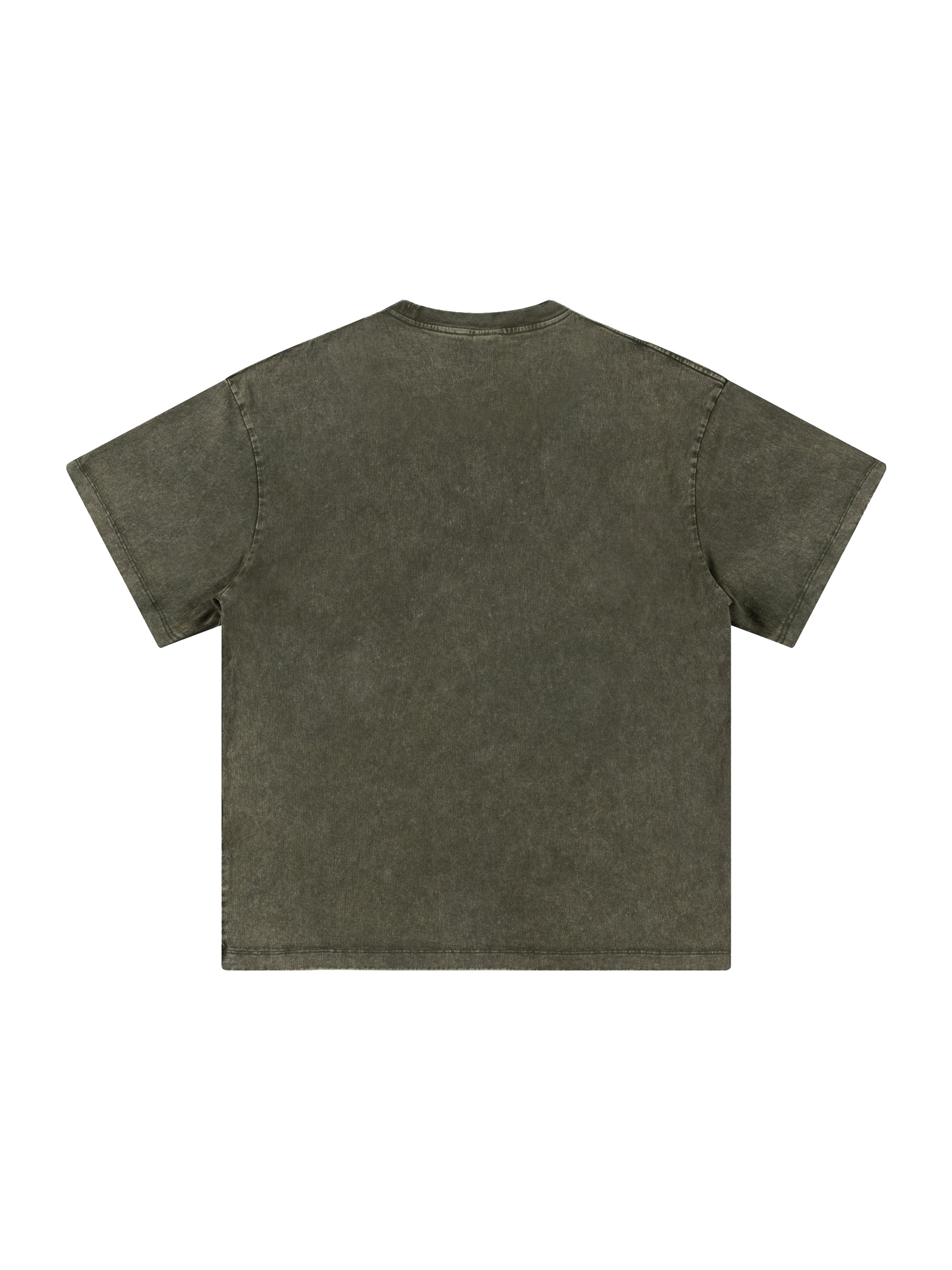 BLANKZ Snow Wash Cotton Tee — Olive Green, back view