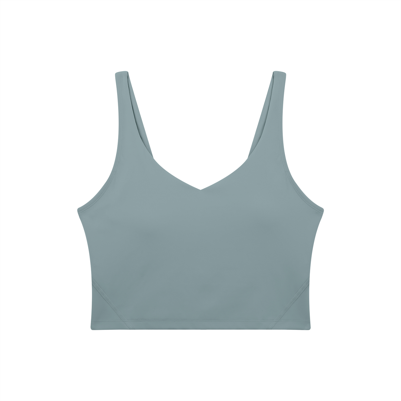 BLANKZ V-Neck Yoga Sports Bra — Gray Blue, front view