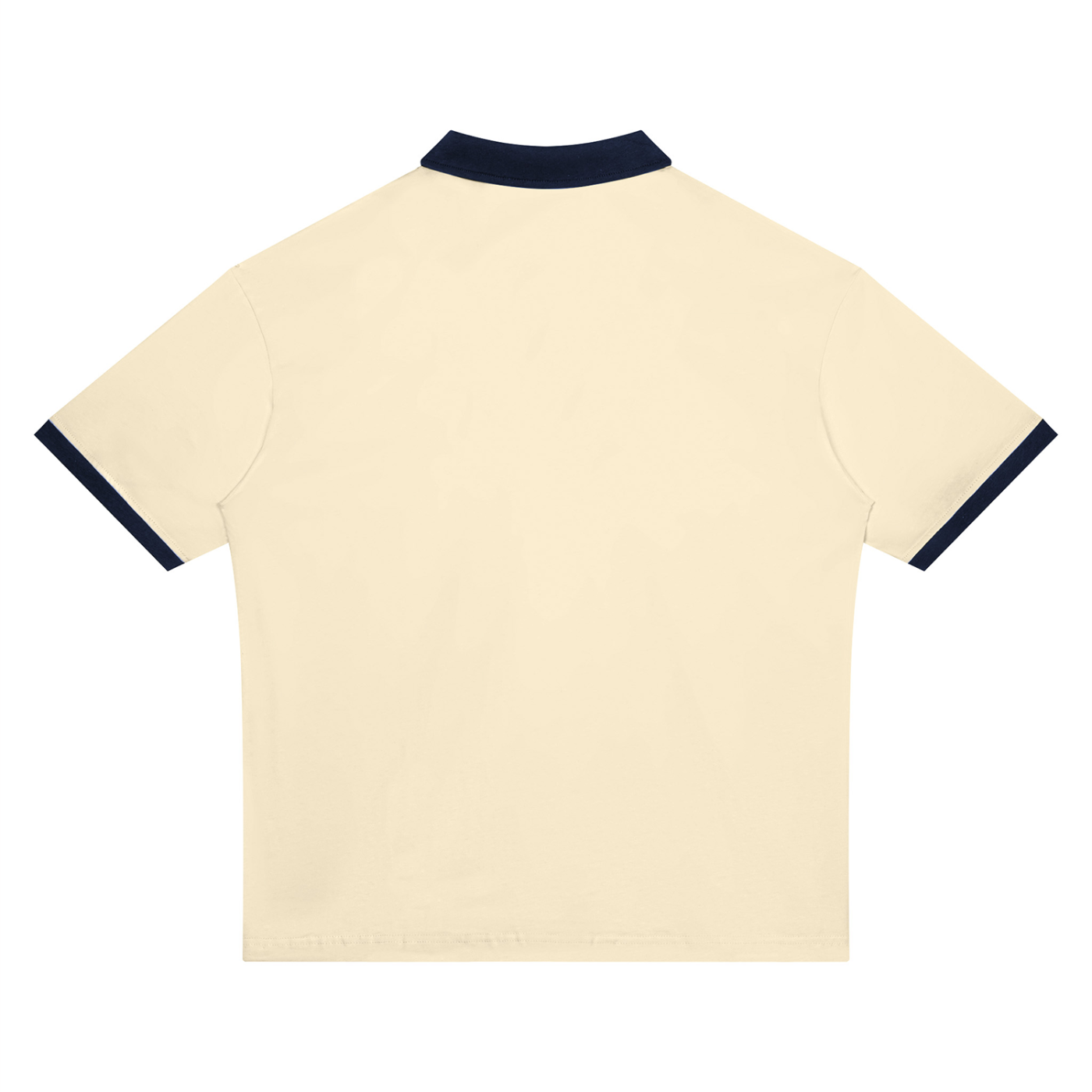 BLANKZ Color Block Polo Shirt — Apricot with Navy Blue — back view