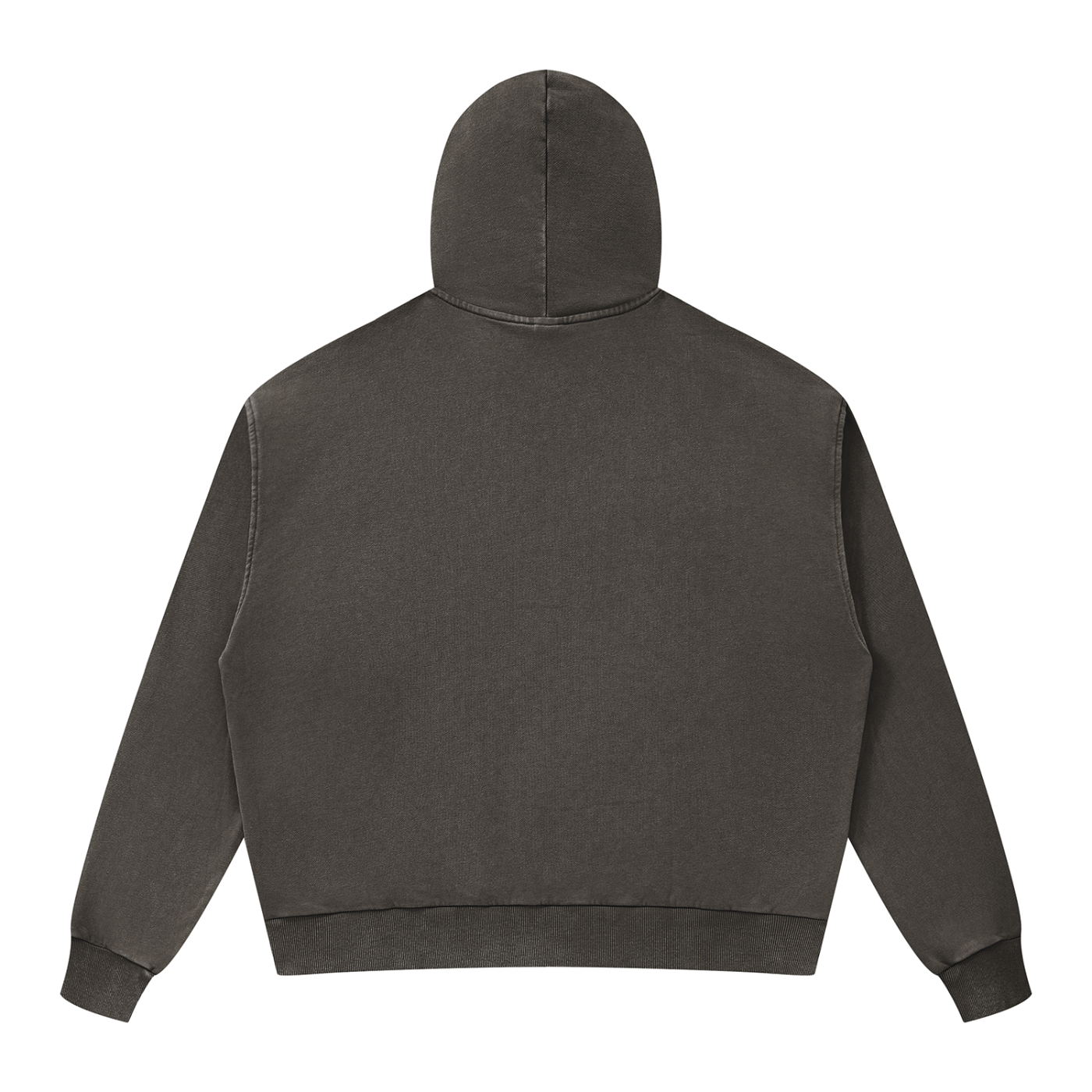 BLANKZ Mineral Wash Boxy Full Zip Hoodie — Coffee, back view