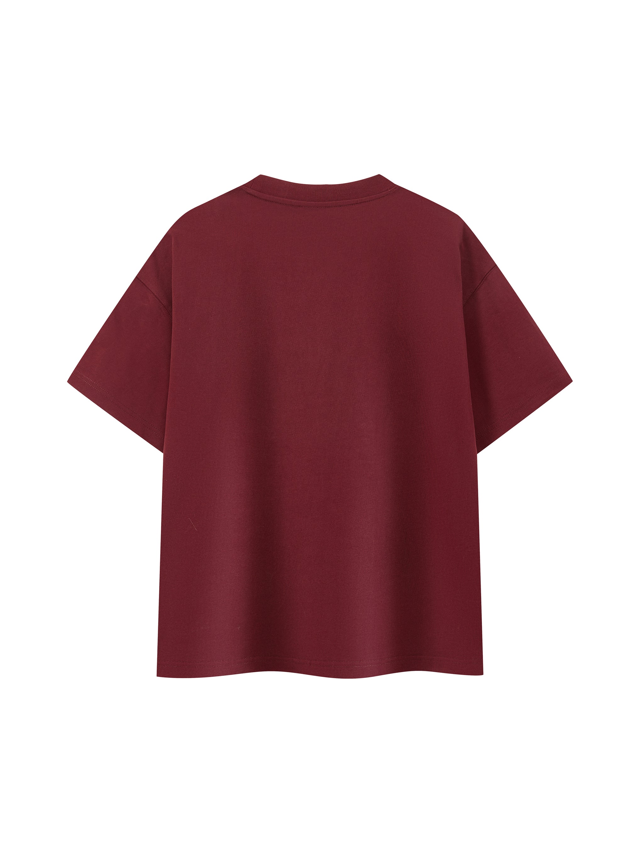 BLANKZ Ultraweight Box Tee — Dark Red, back view