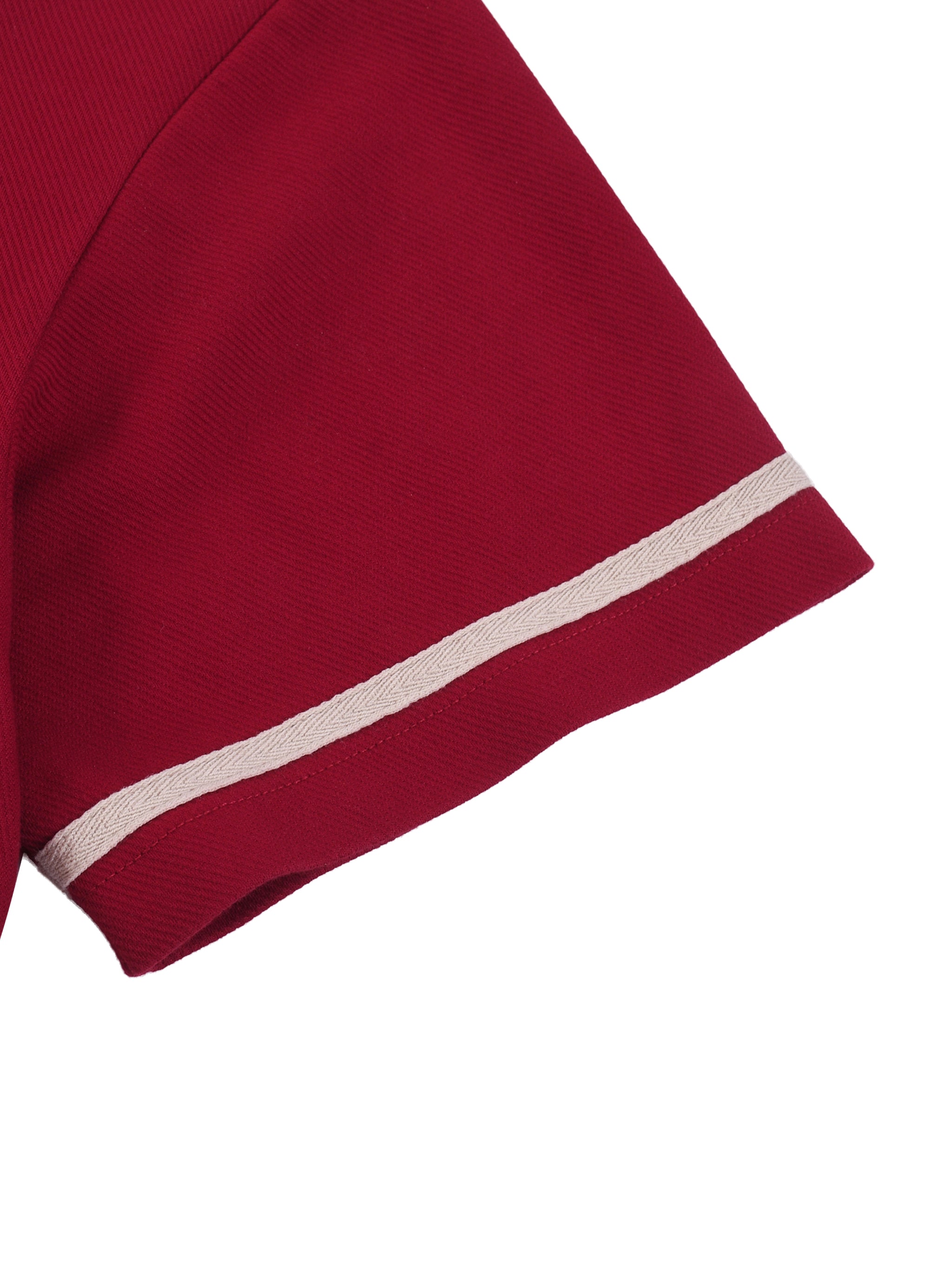 BLANKZ Contrast Piped Button-Up Jersey — Red, sleeve piping detail