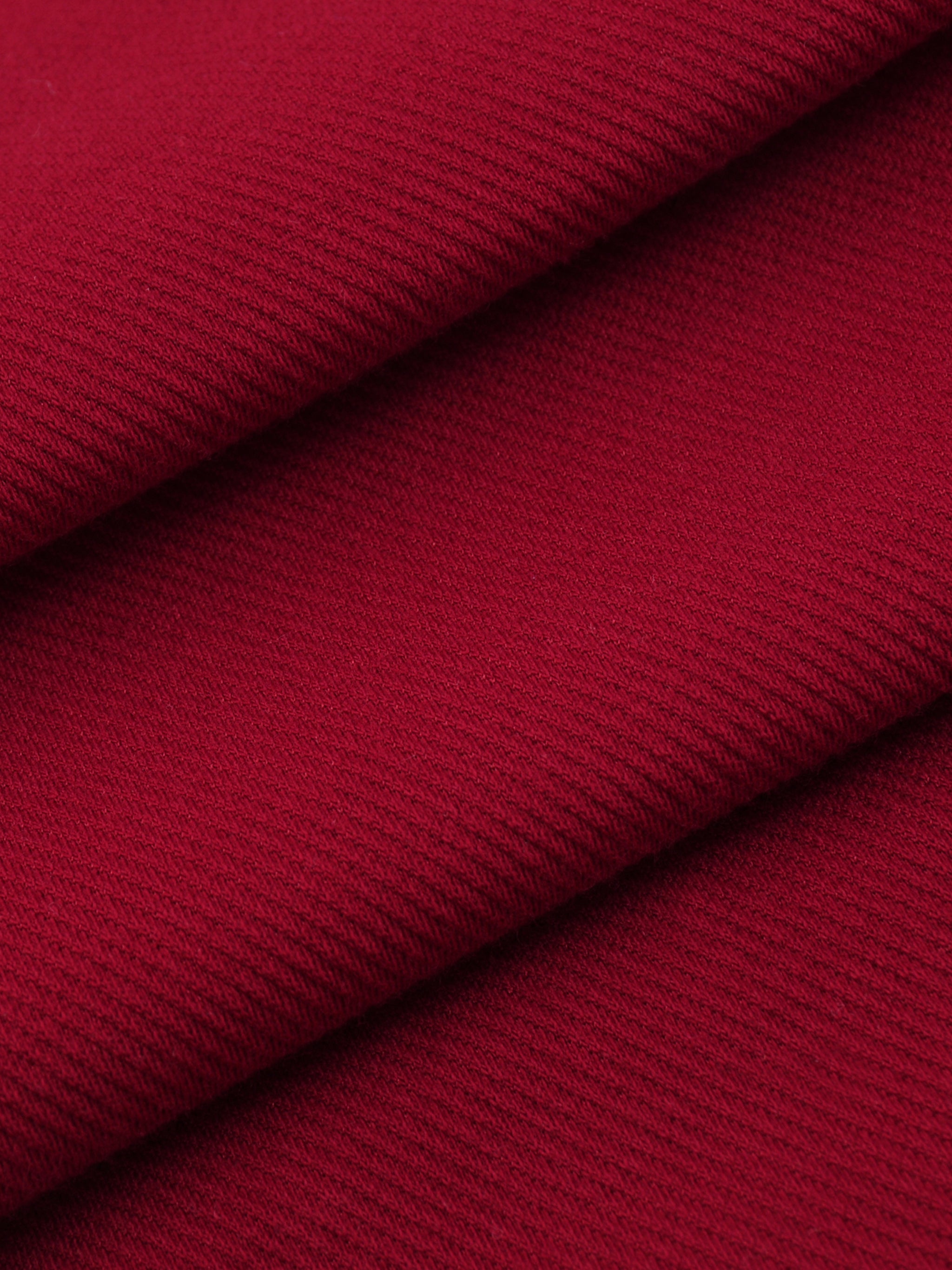 BLANKZ Contrast Piped Button-Up Jersey — Red, fabric close-up