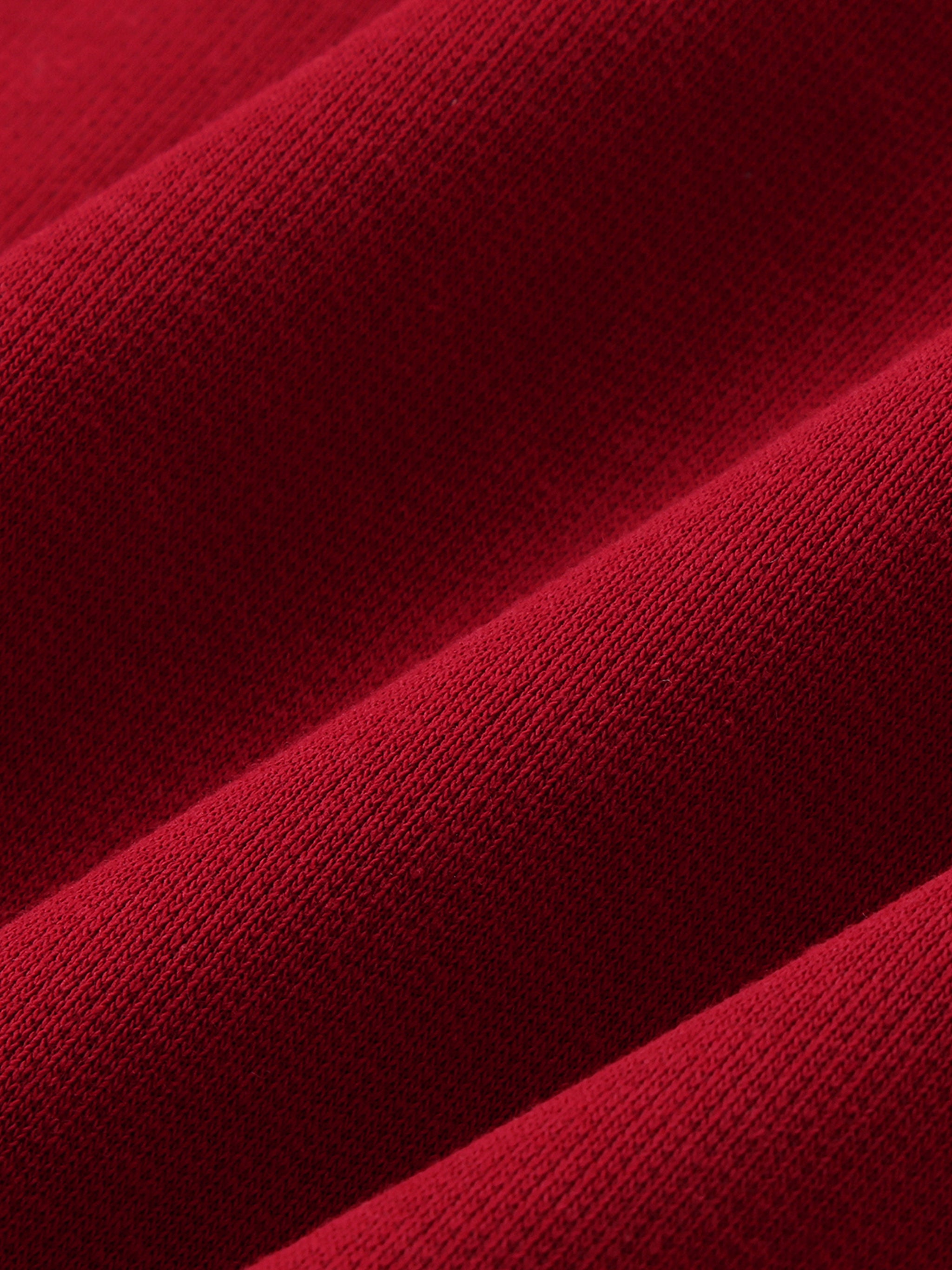 BLANKZ Contrast Raglan Sleeve Baseball Jacket — Garnet with Apricot — knit surface close-up