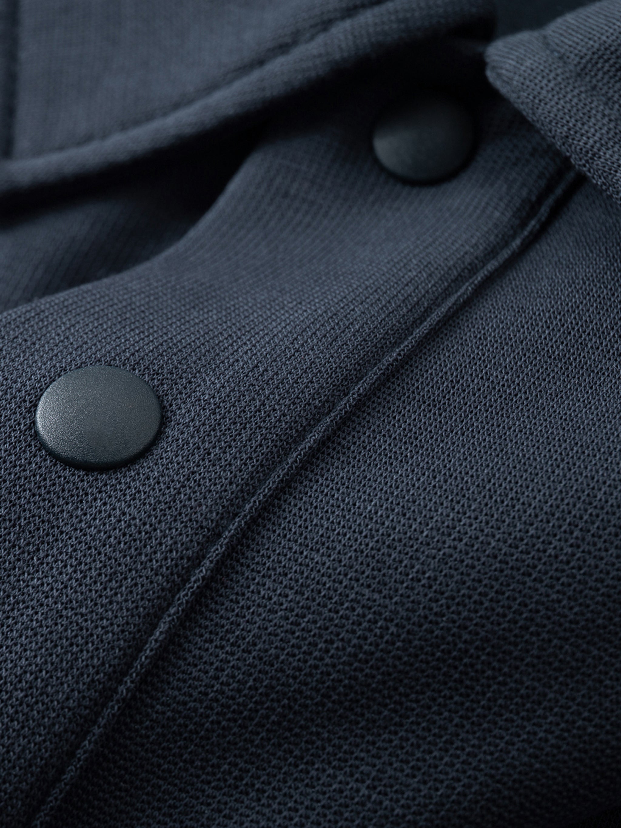 BLANKZ Relaxed Drop-Shoulder Polo — placket fastener detail