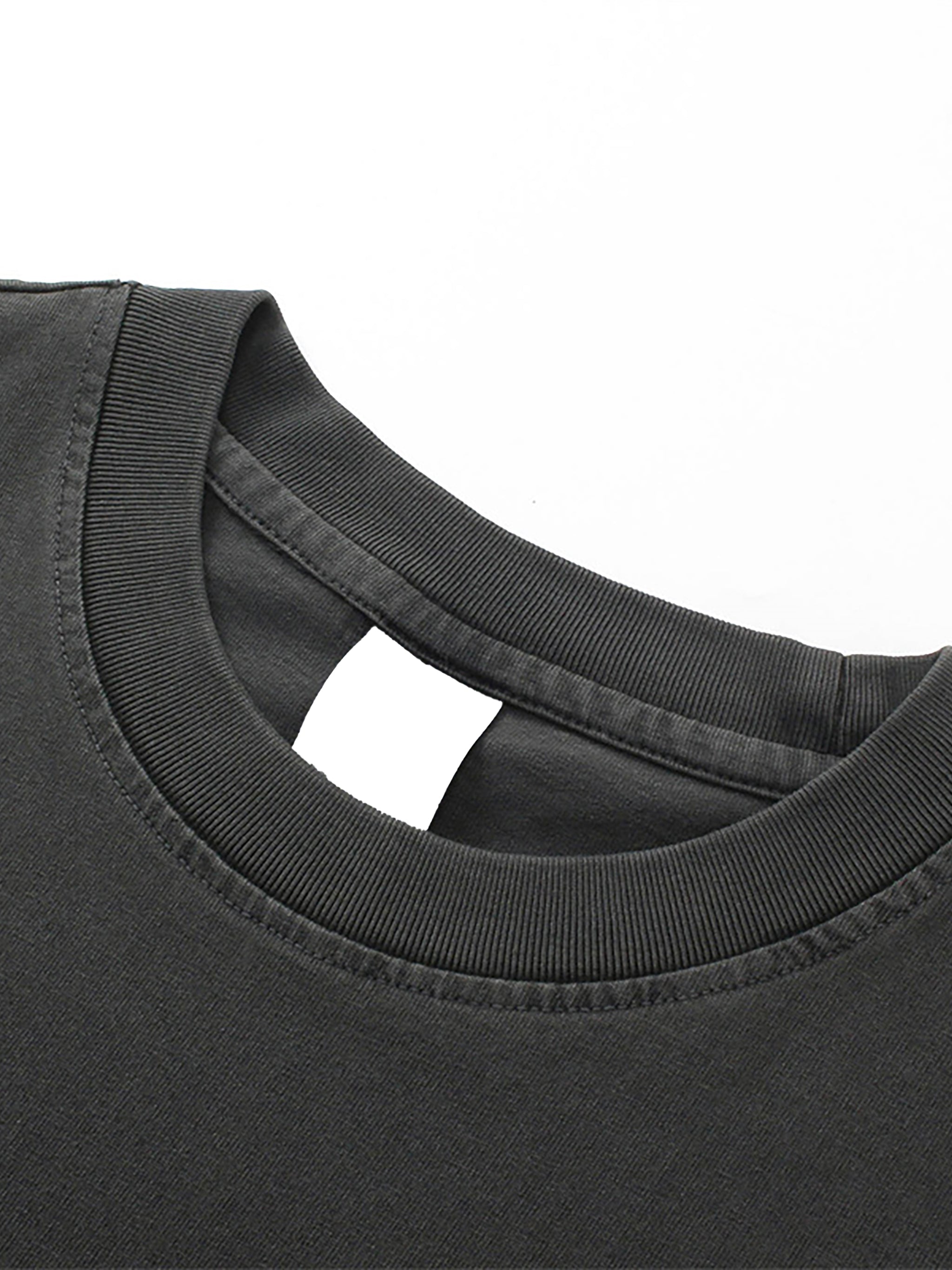 BLANKZ Enzyme-Washed Tee — Ribbed crew neckline detail