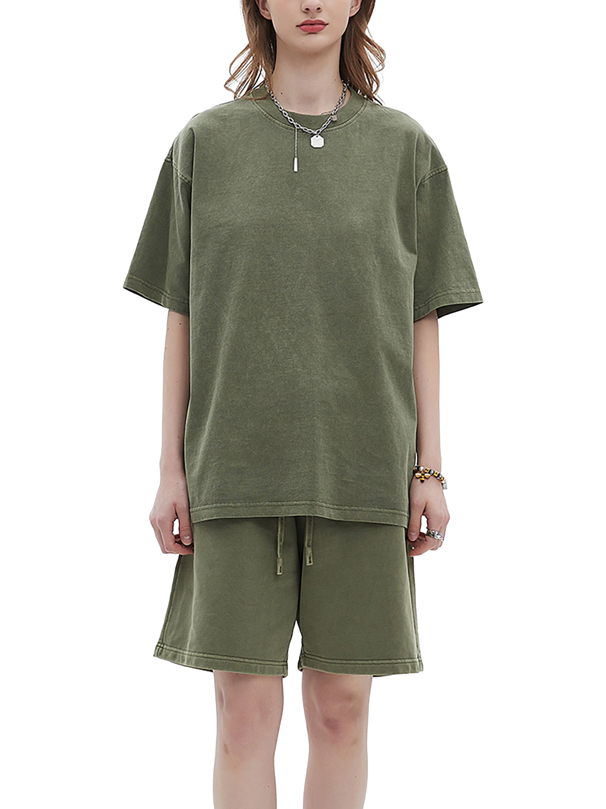 BLANKZ Enzyme-Washed Tee — Model wearing the tee, front view