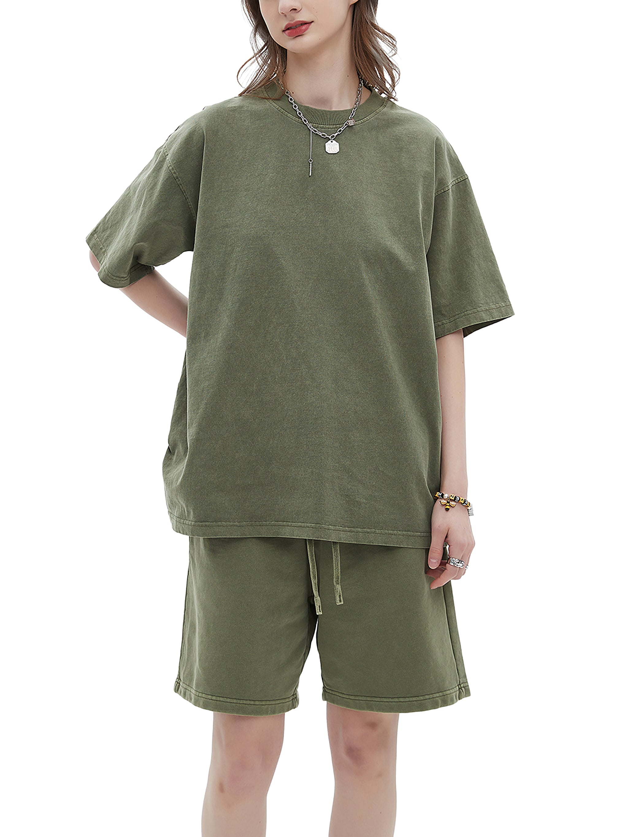 BLANKZ Enzyme-Washed Tee — Model wearing the tee, front styling view