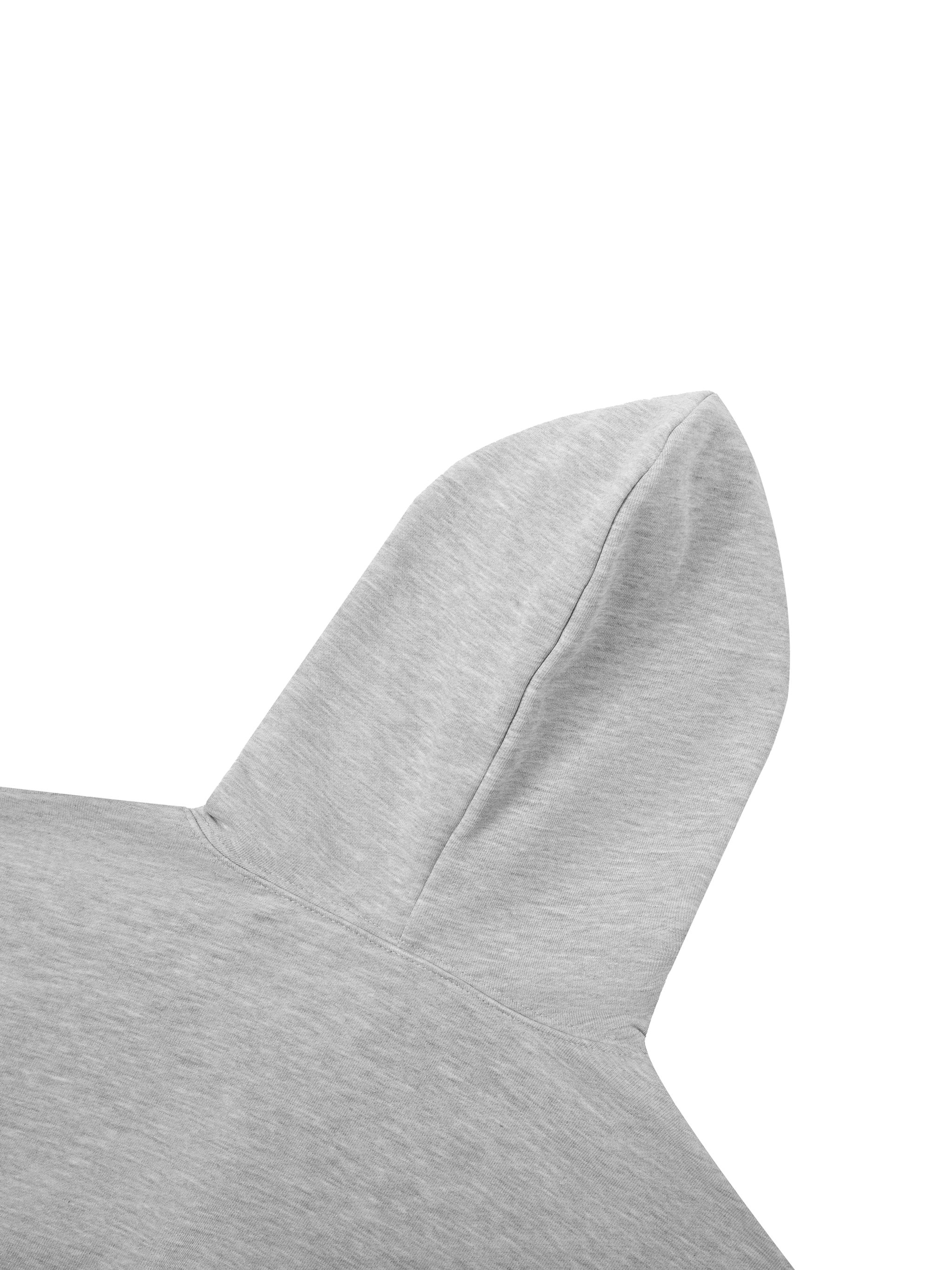 BLANKZ Essential Cropped Hoodie · 310 GSM — Flower Gray, Back hood detail