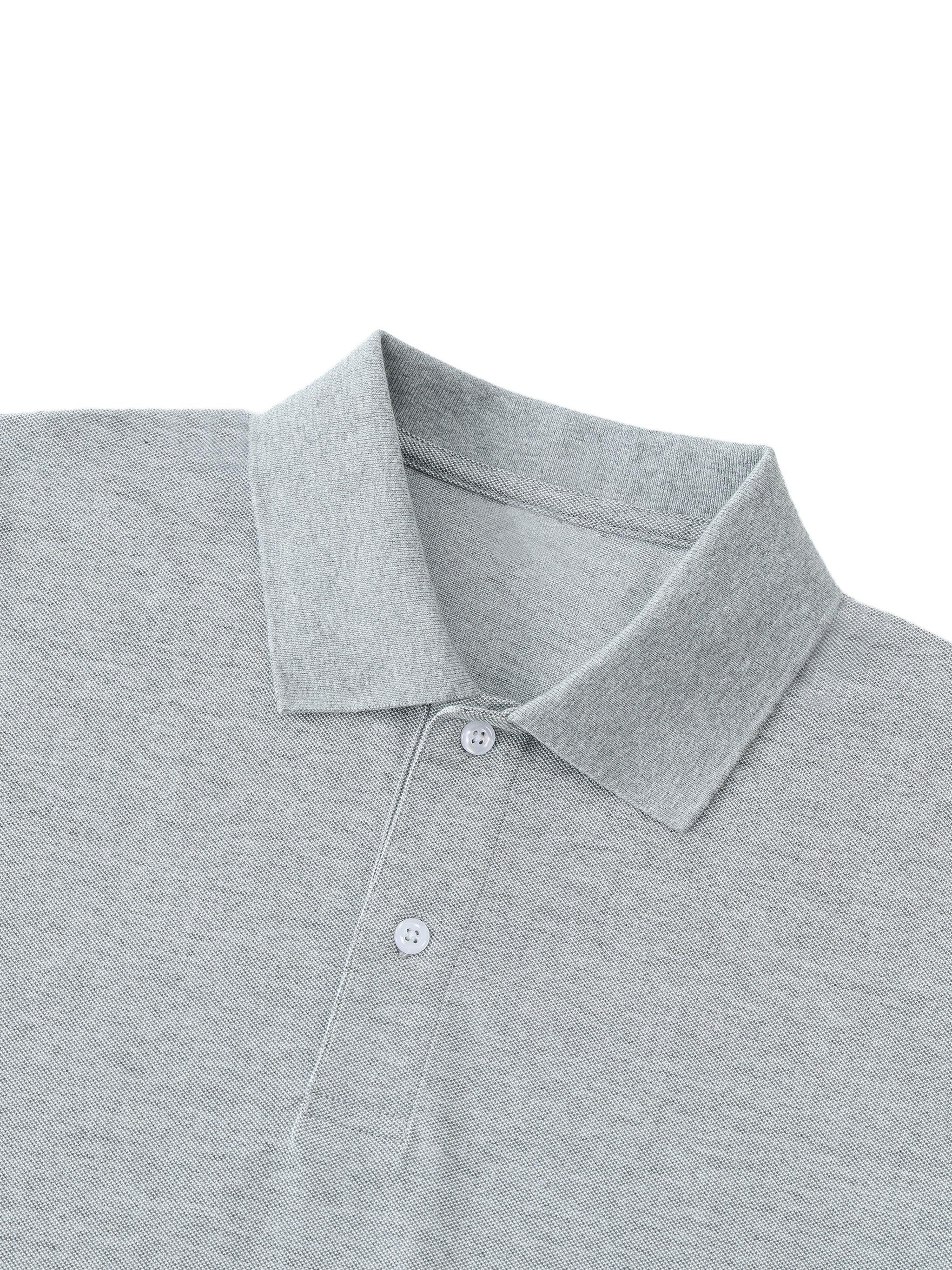 BLANKZ Essential Cropped Polo Shirt — Gray — polo collar and button placket