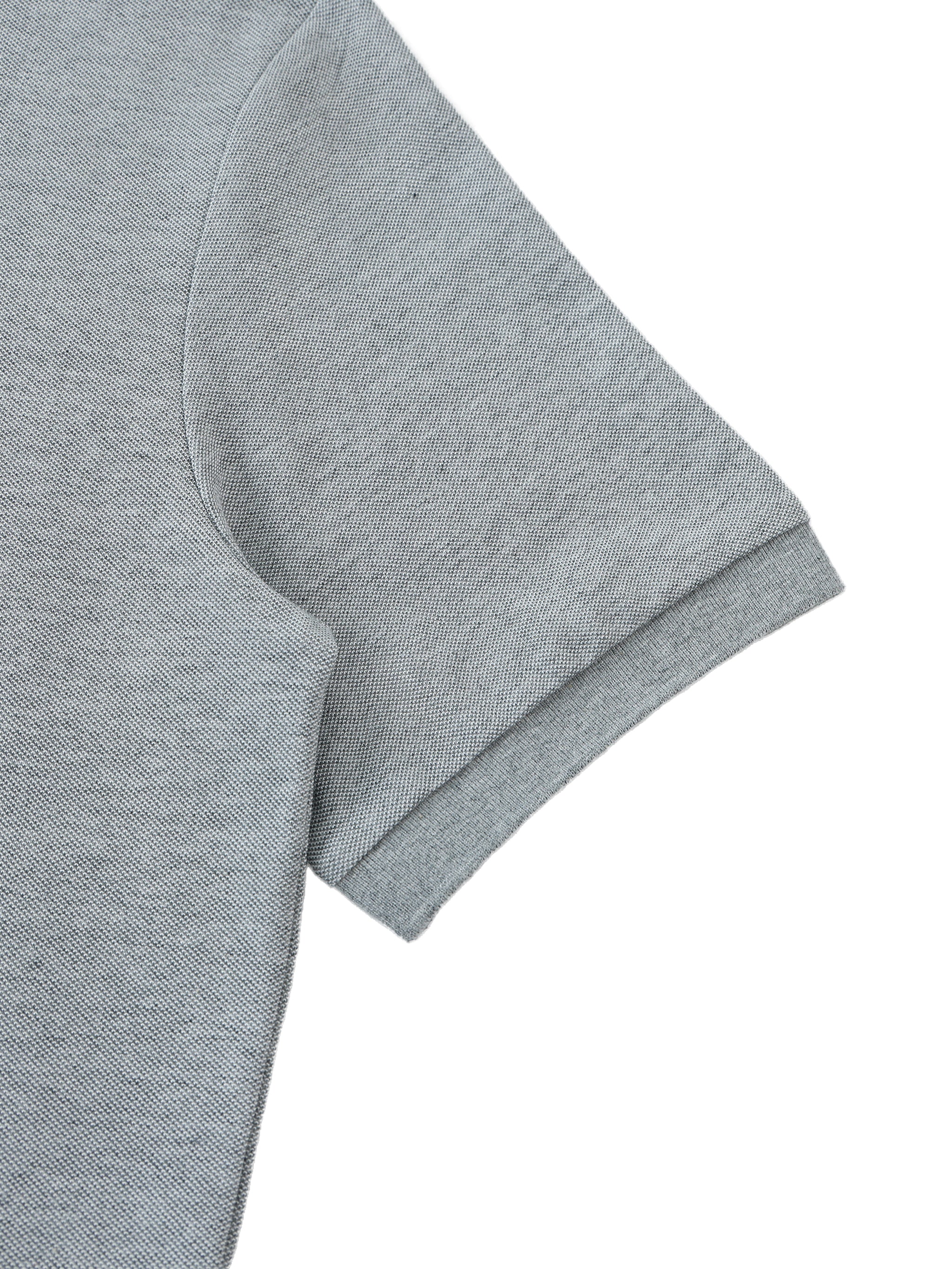 BLANKZ Essential Cropped Polo Shirt — Gray — short sleeve detail