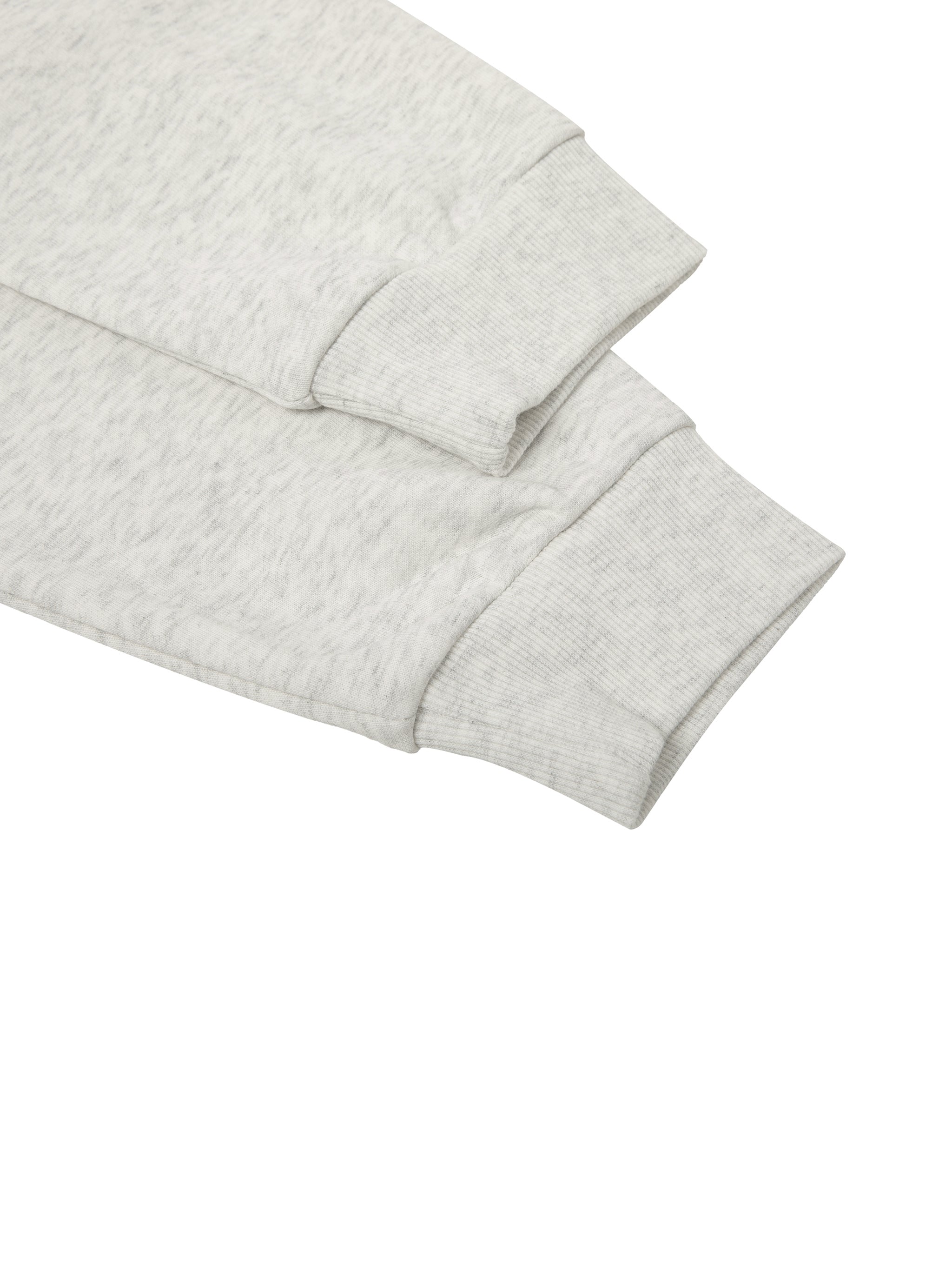 BLANKZ Essential Cropped Zip-Up Hoodie — Oat Gray, Ribbed cuff detail