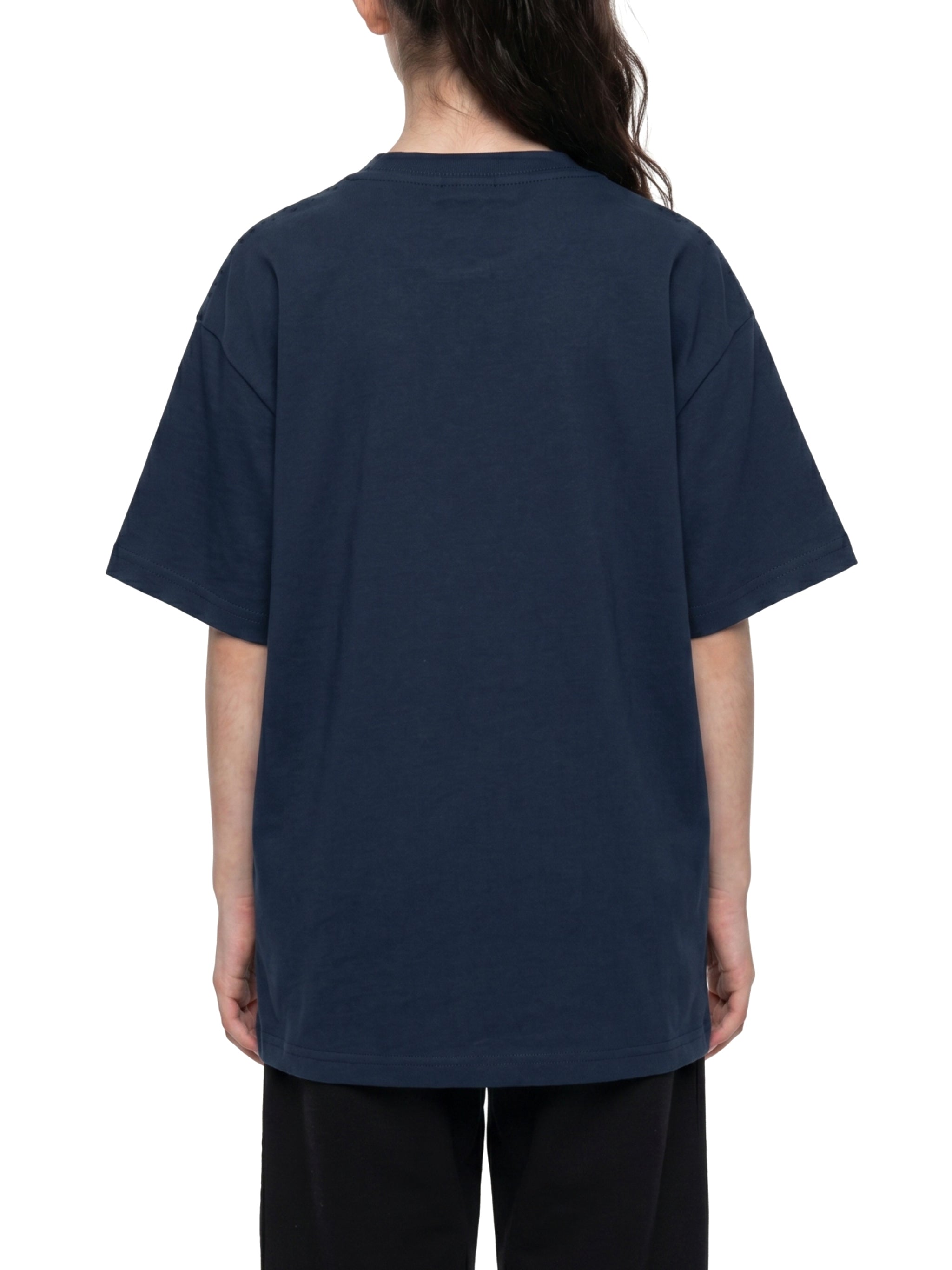 BLANKZ Kids' Essential Tee — Navy Blue, back view on model