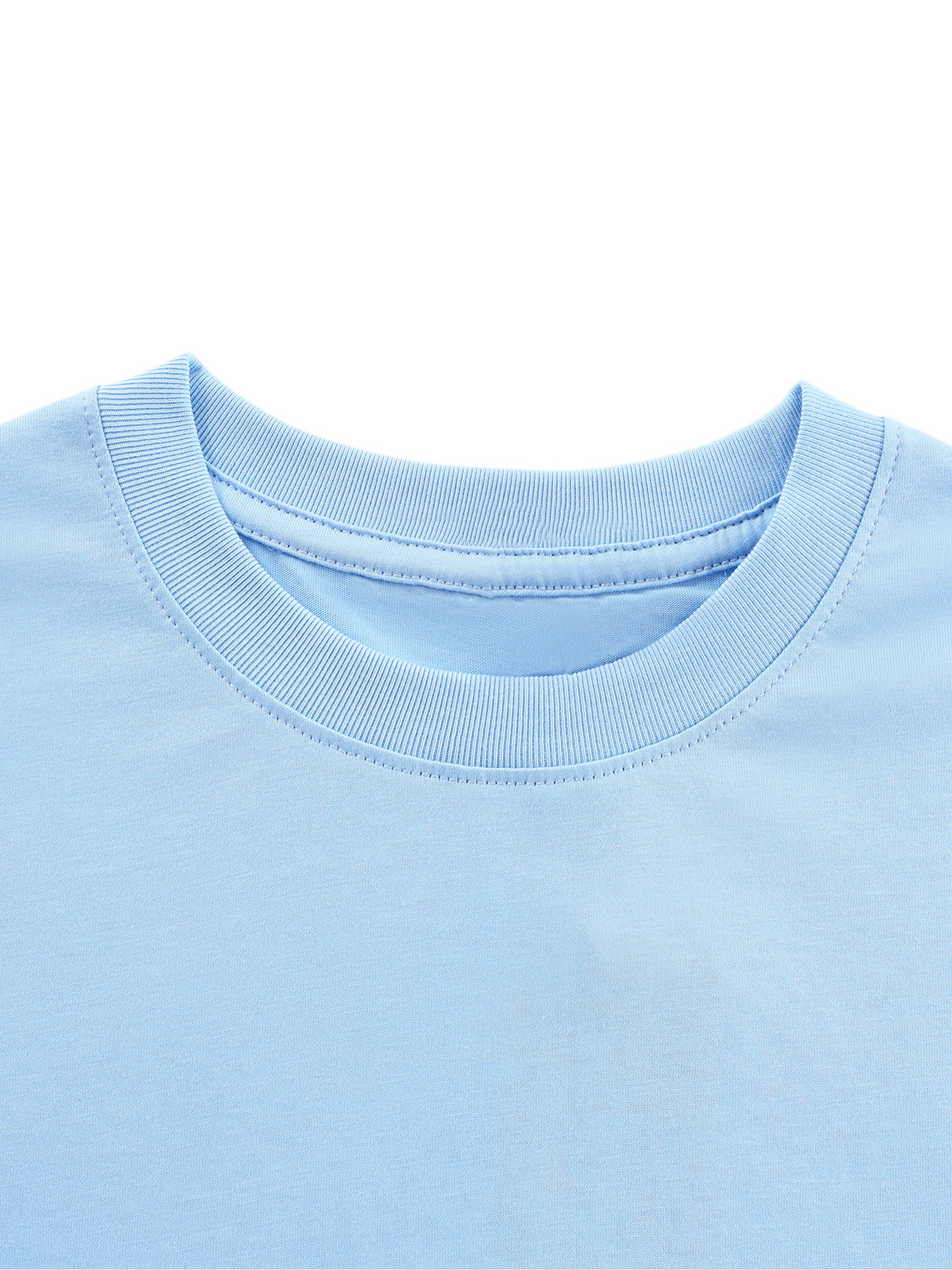 BLANKZ Kids' Essential Tee — Light Blue, crewneck detail