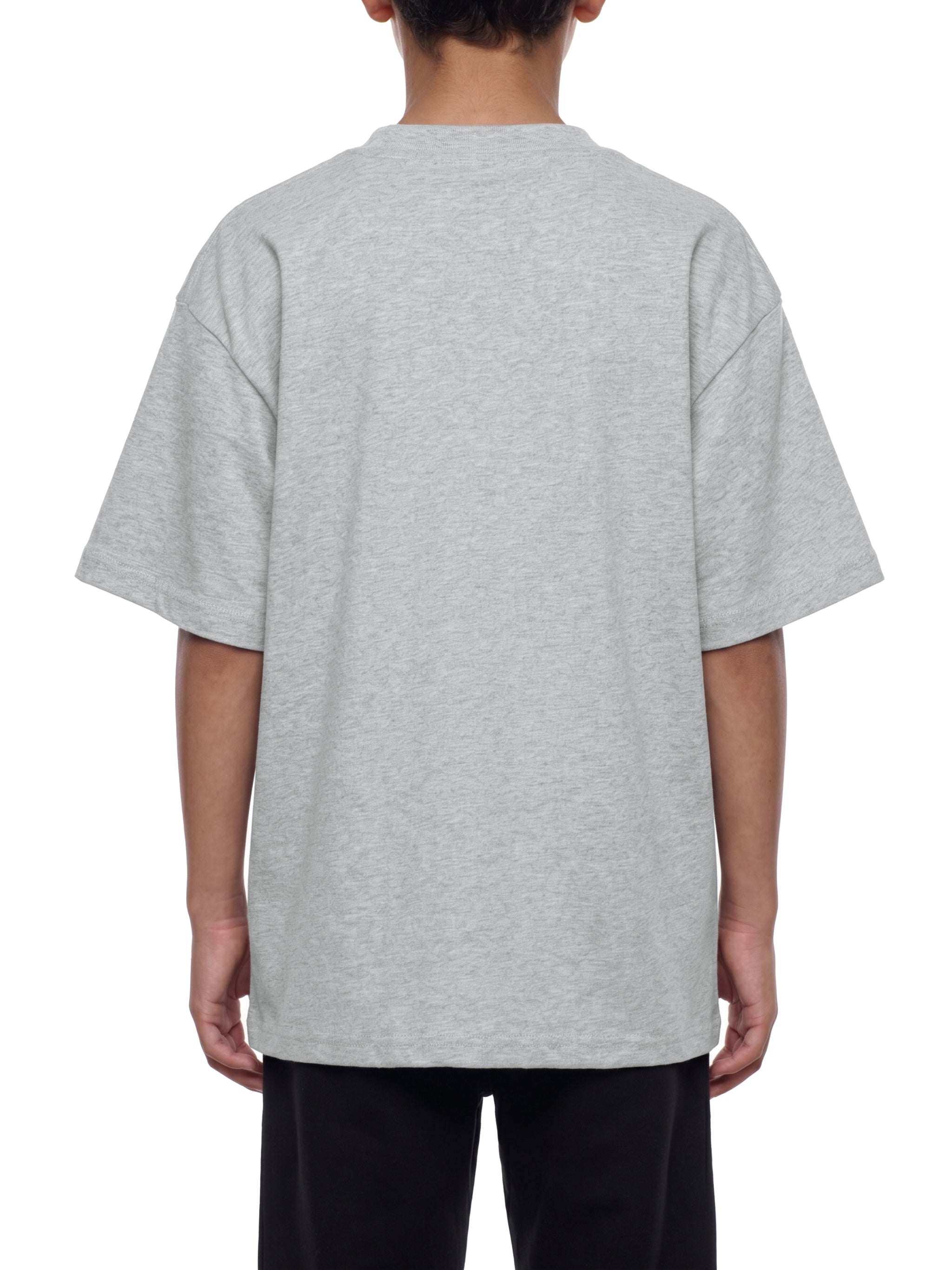 BLANKZ Kids' Essential Tee — Flower Gray, back view on model
