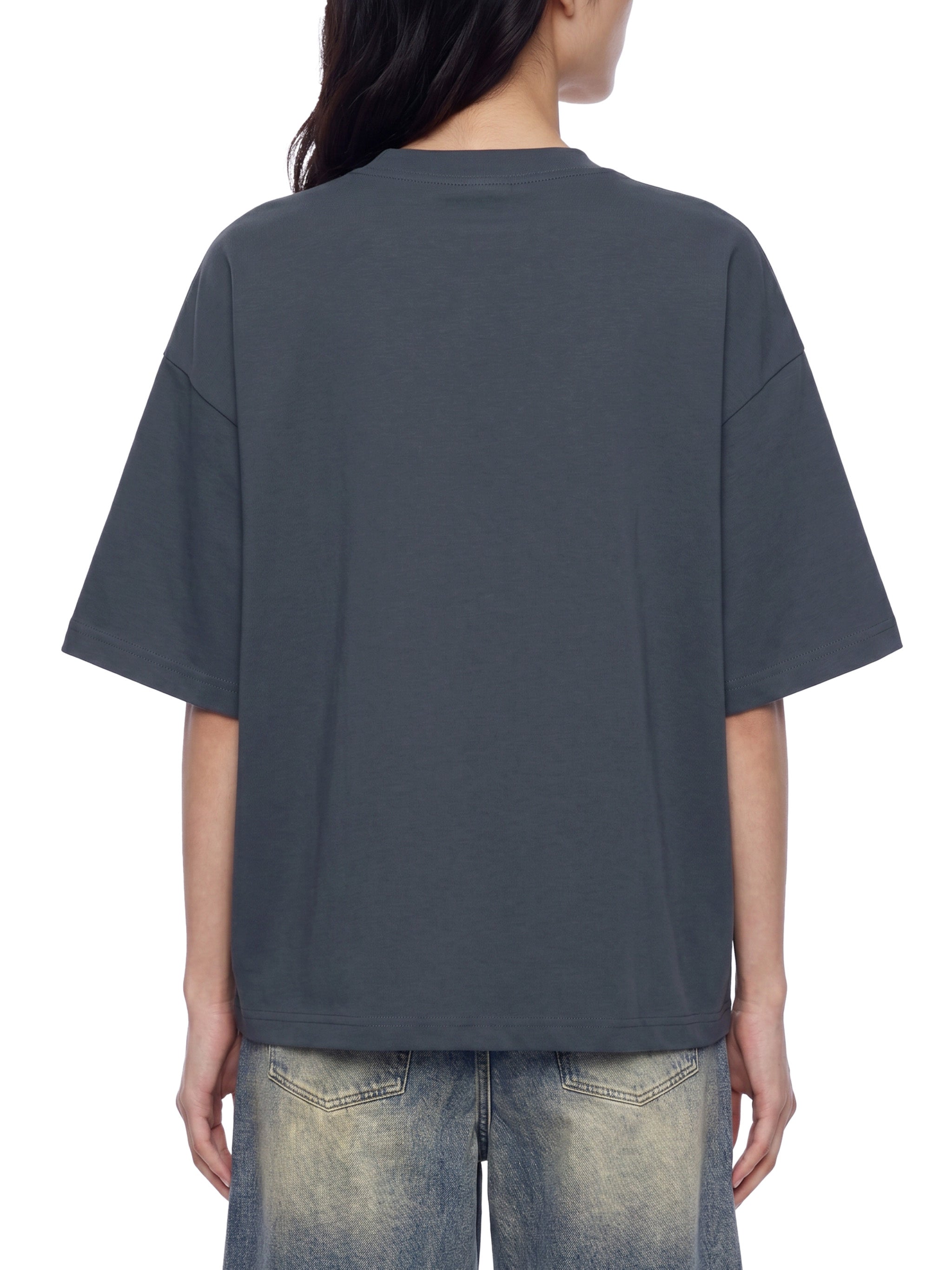 BLANKZ Sorona Box Tee 240 — Navy Blue, model back view