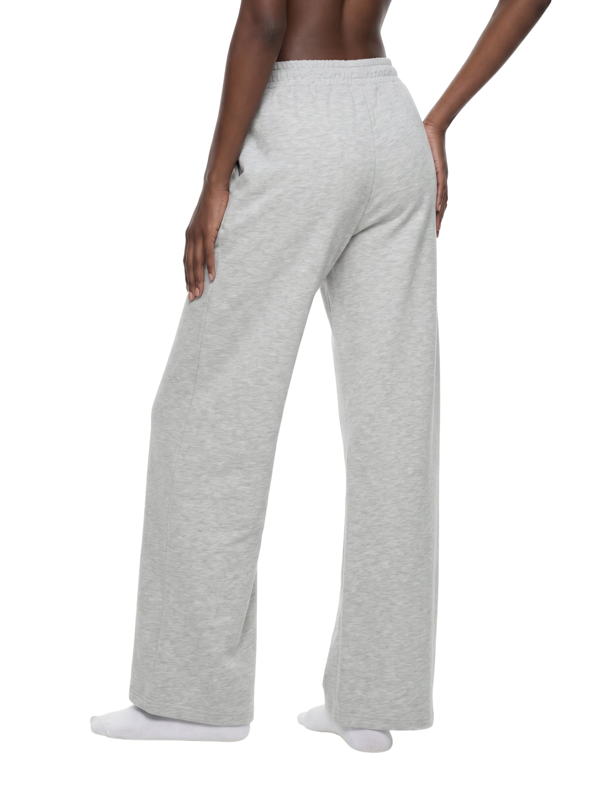 BLANKZ Essential Straight-Leg Sweatpants — Flower Gray, back view on model