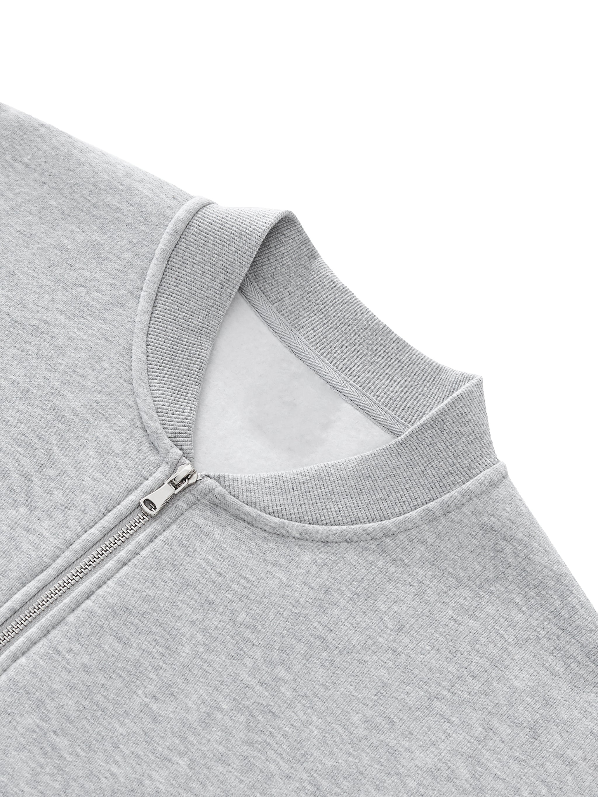 BLANKZ Clean Fleece Zip Jacket — Flower Gray, ribbed collar and zip detail
