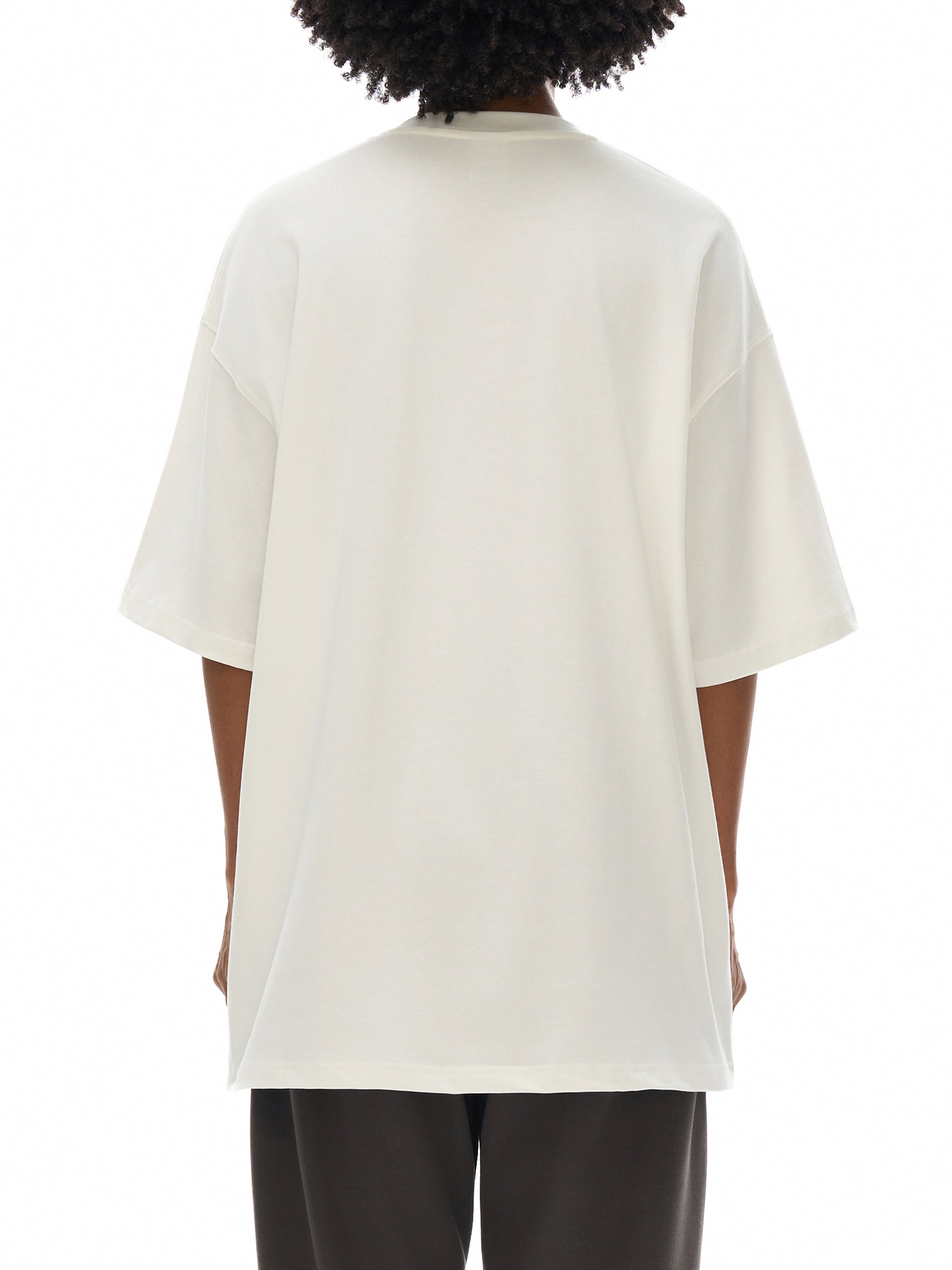 BLANKZ Loose Heavy Tee 275 — Model wearing the tee, back view