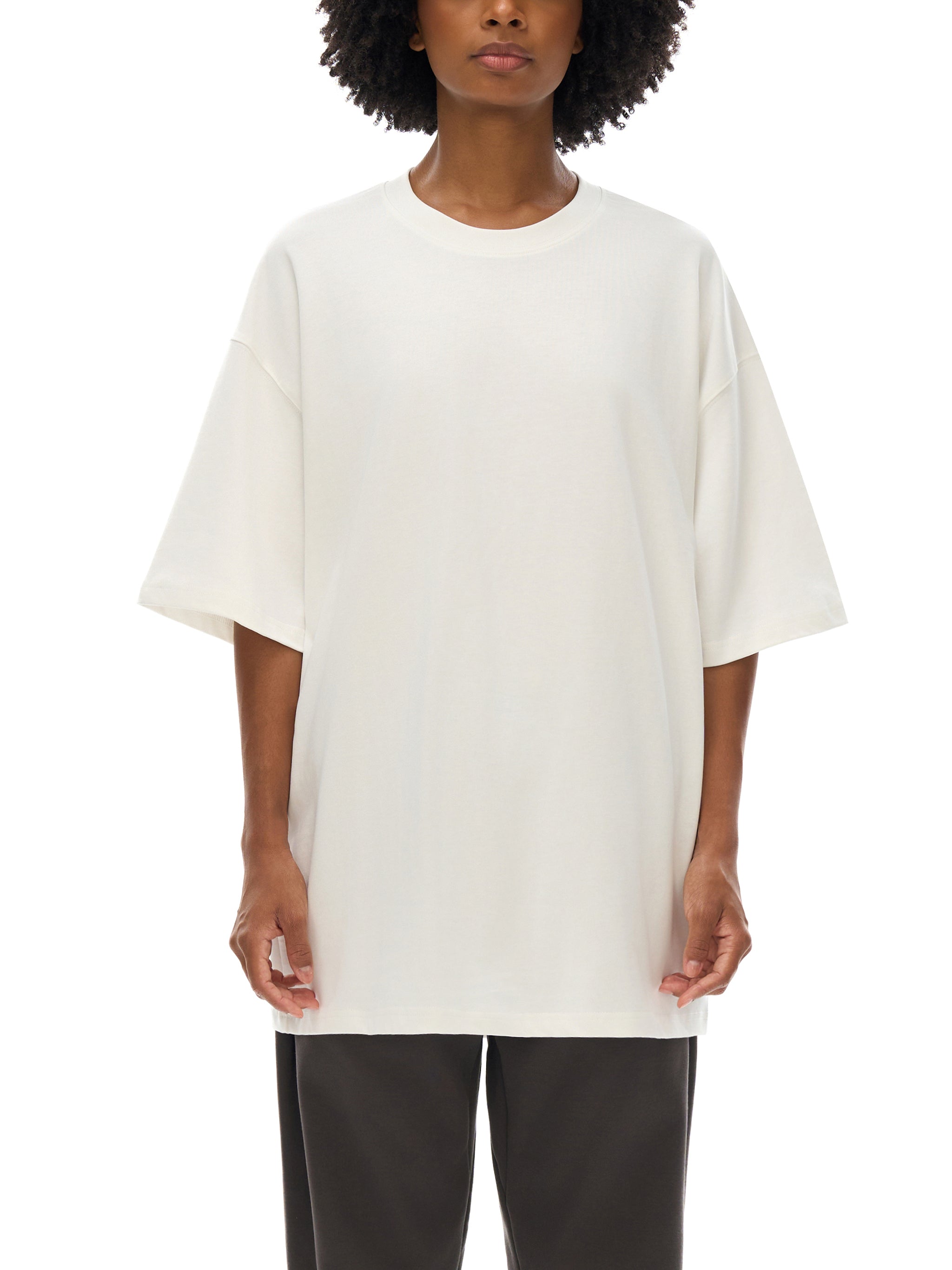 BLANKZ Loose Heavy Tee 275 — Model wearing the tee, front view