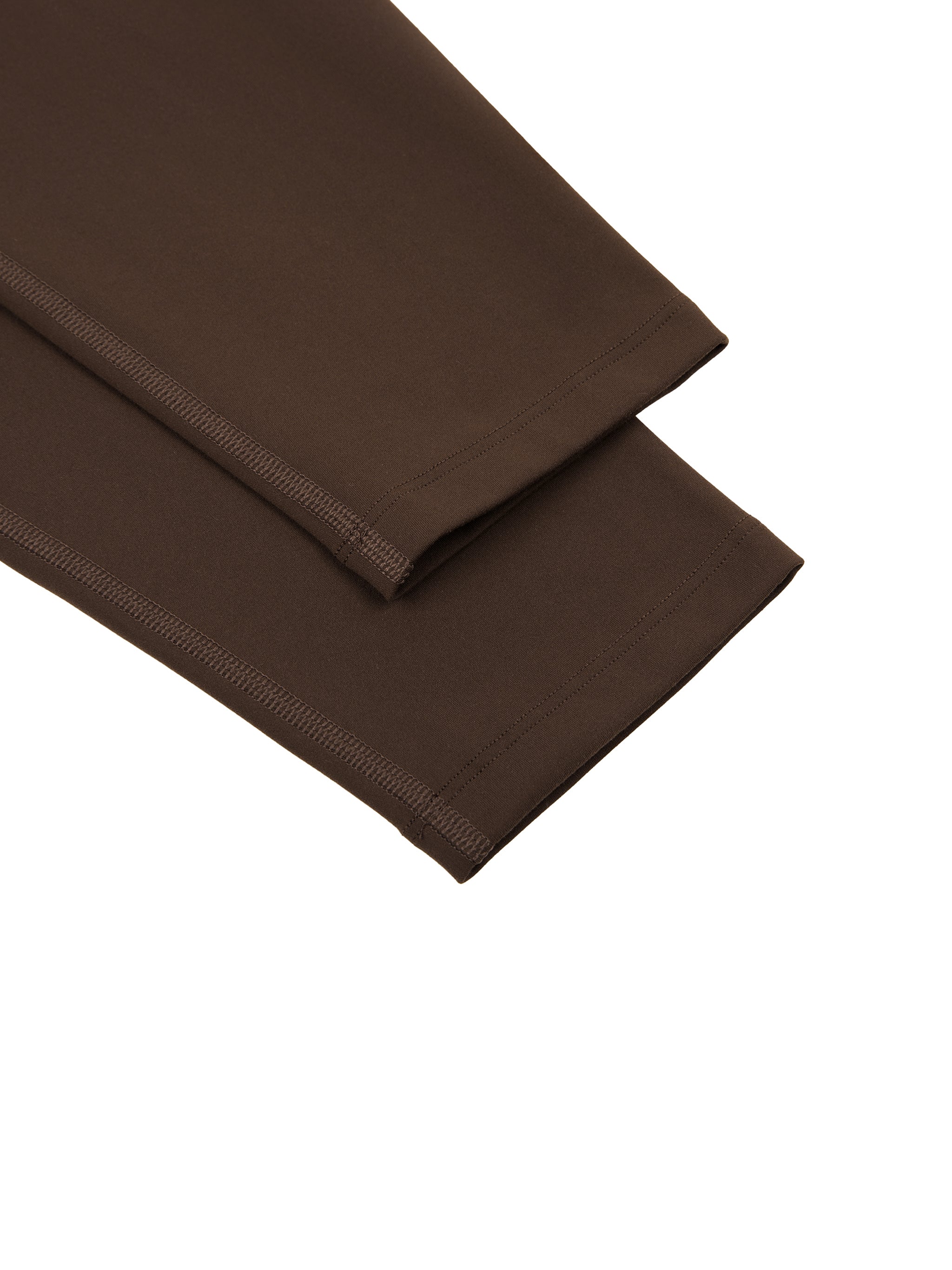 BLANKZ High-Waisted Yoga Leggings — Brown, hem detail