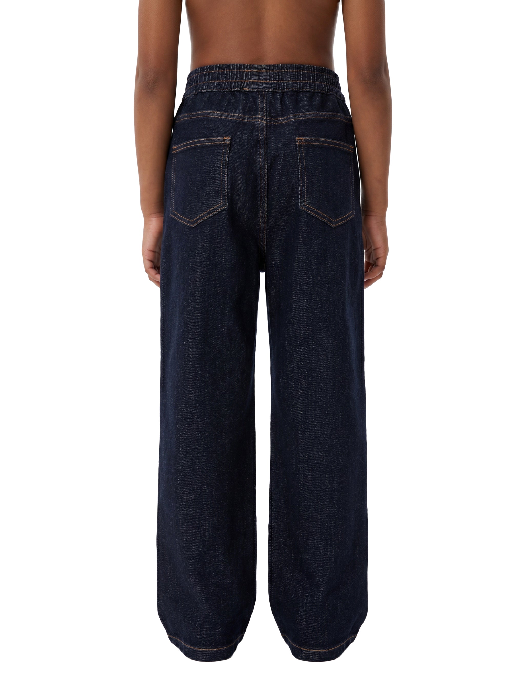 BLANKZ Kids' Straight Leg Elastic Waist Jeans — Dark Blue — second worn back view