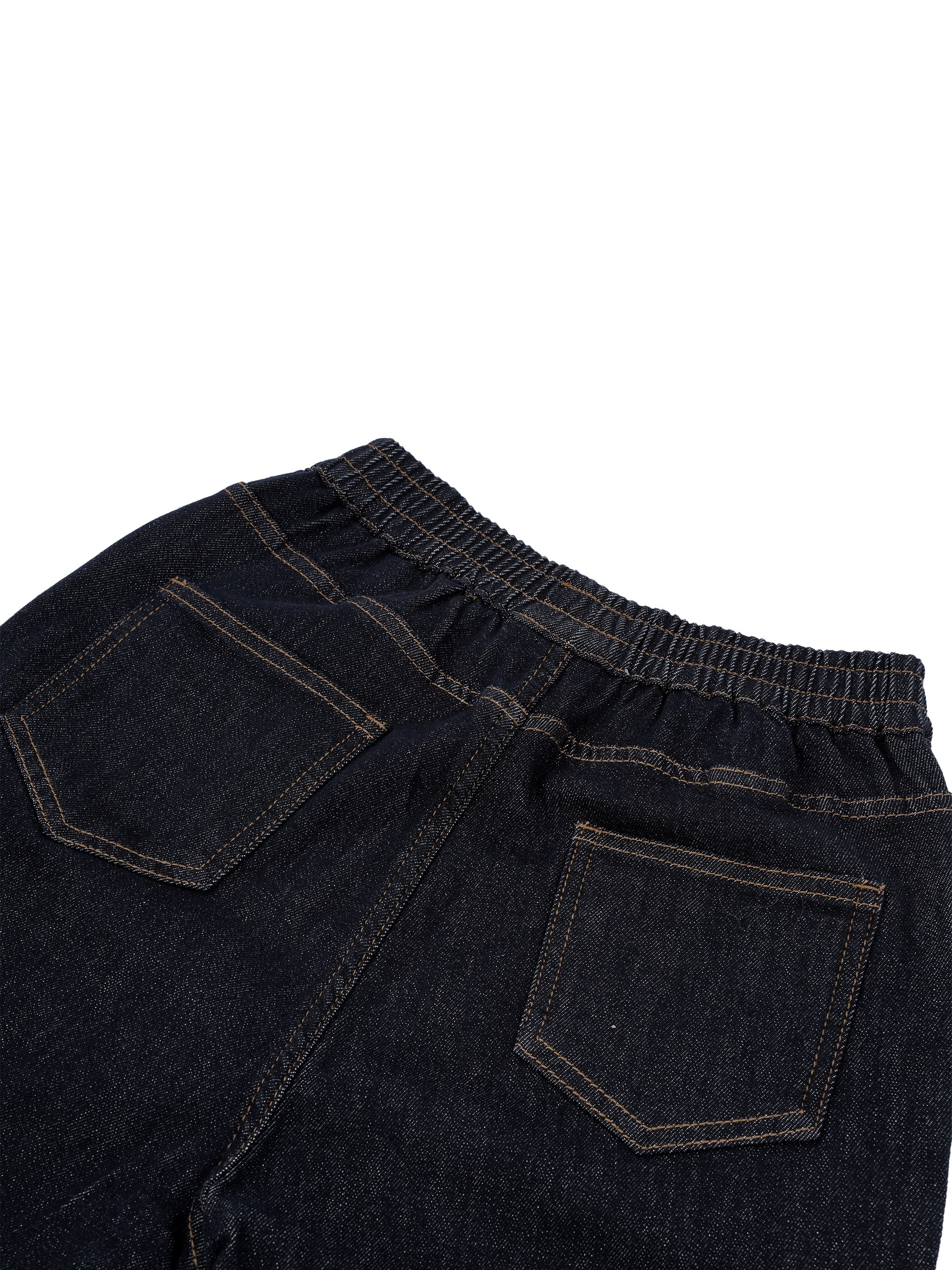 BLANKZ Kids' Straight Leg Elastic Waist Jeans — Dark Blue — back patch pockets