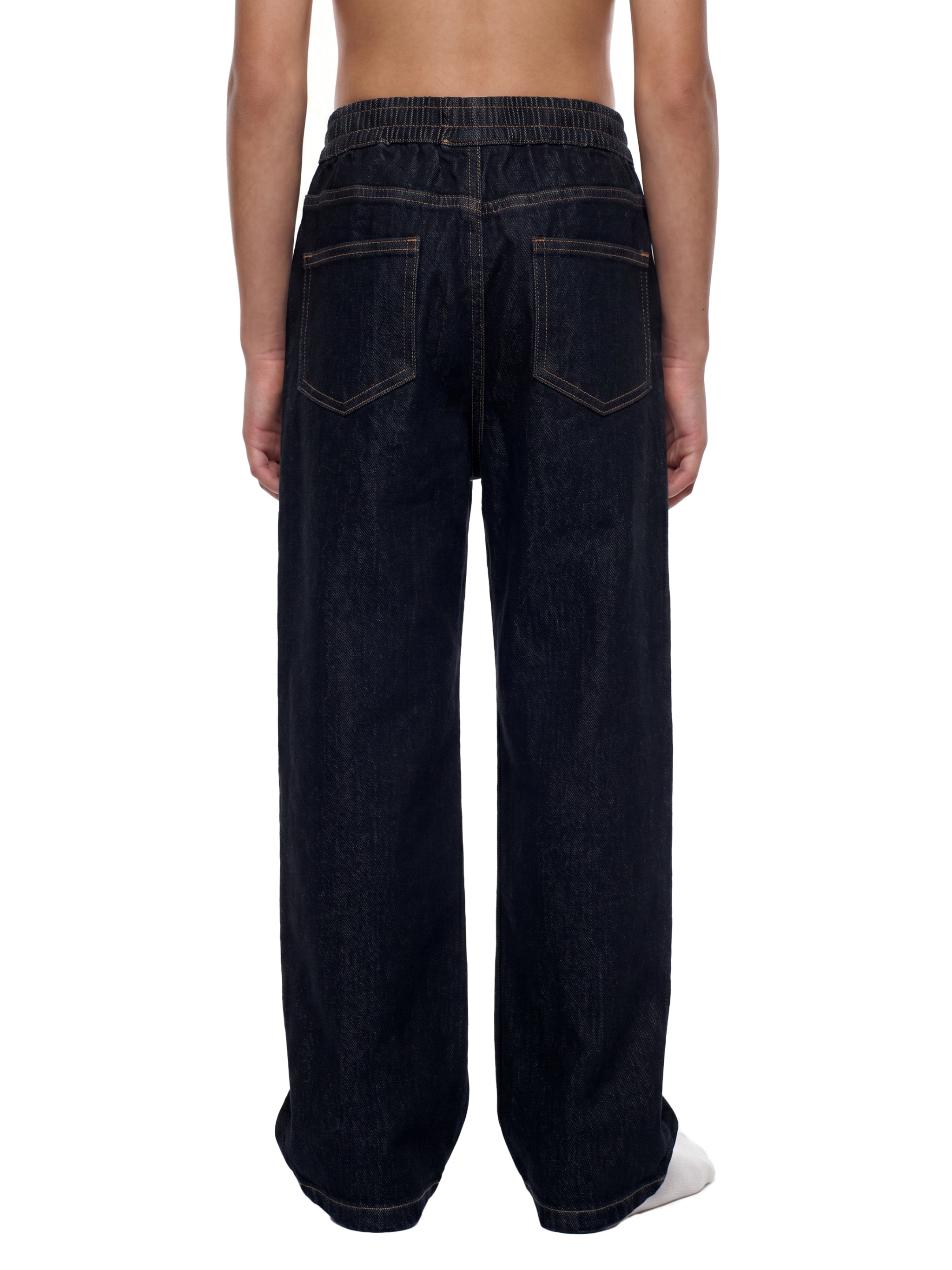 BLANKZ Kids' Straight Leg Elastic Waist Jeans — Dark Blue — worn back view