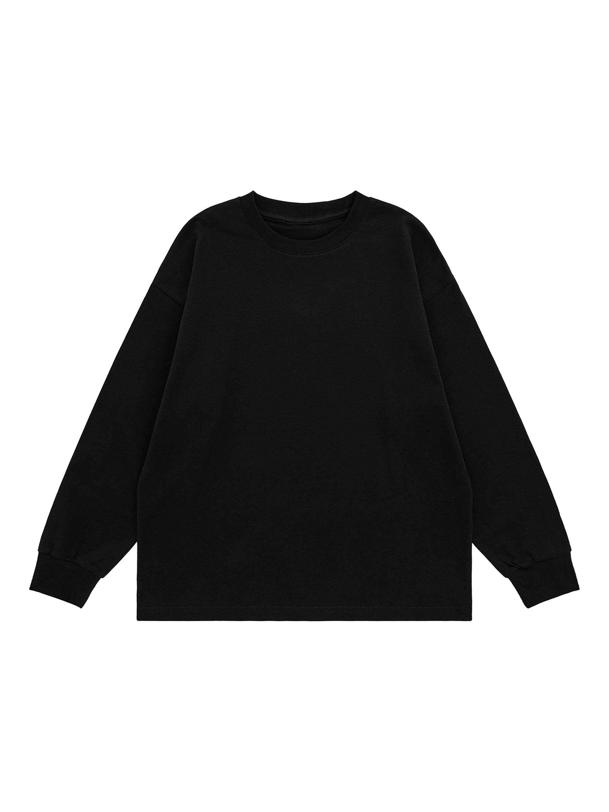 BLANKZ Kids' Quick-Dry Cotton Long-Sleeve Tee — Black, additional front view