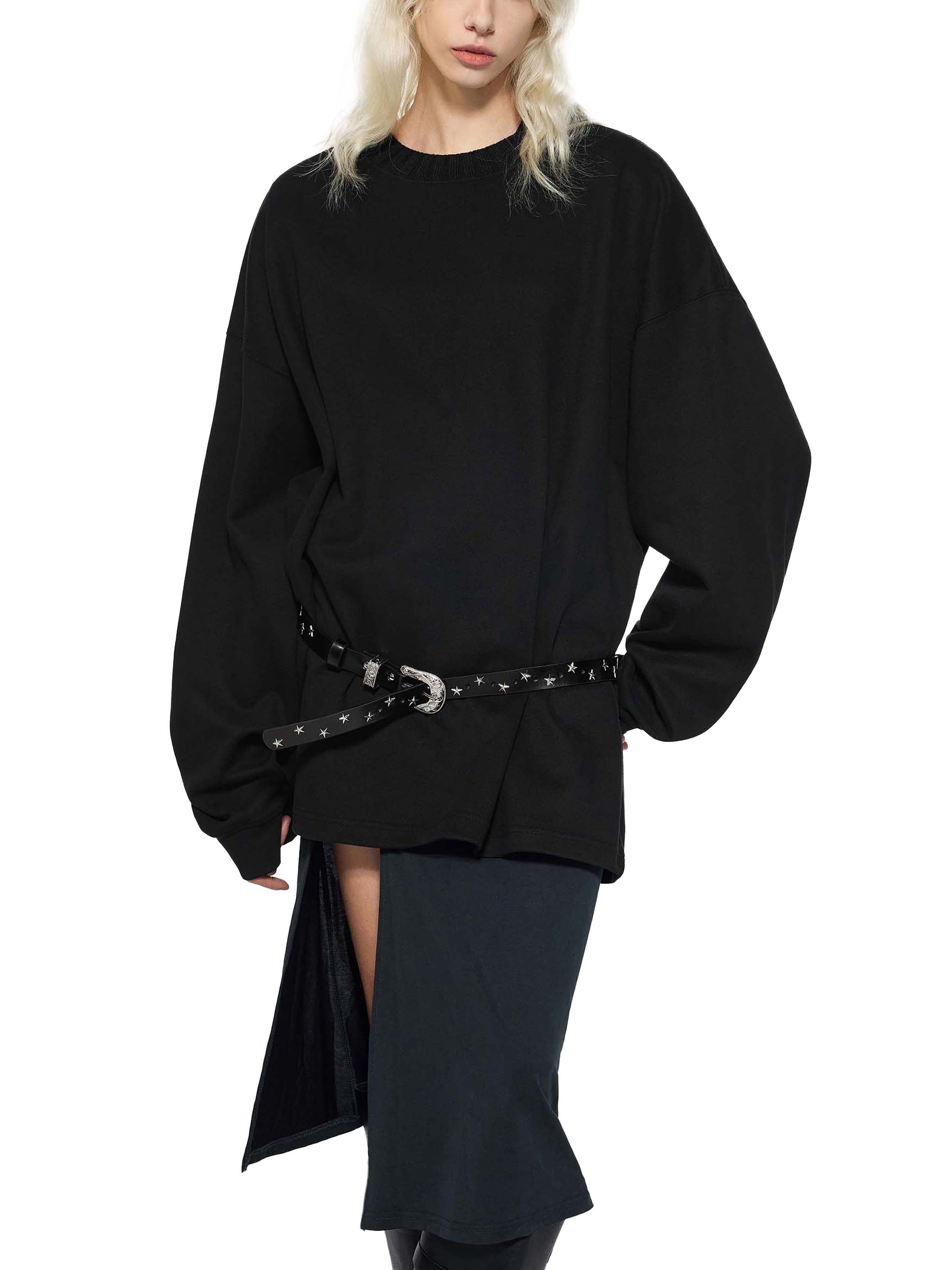 BLANKZ Textured Round-Neck Sweat — Model wearing the garment, front view