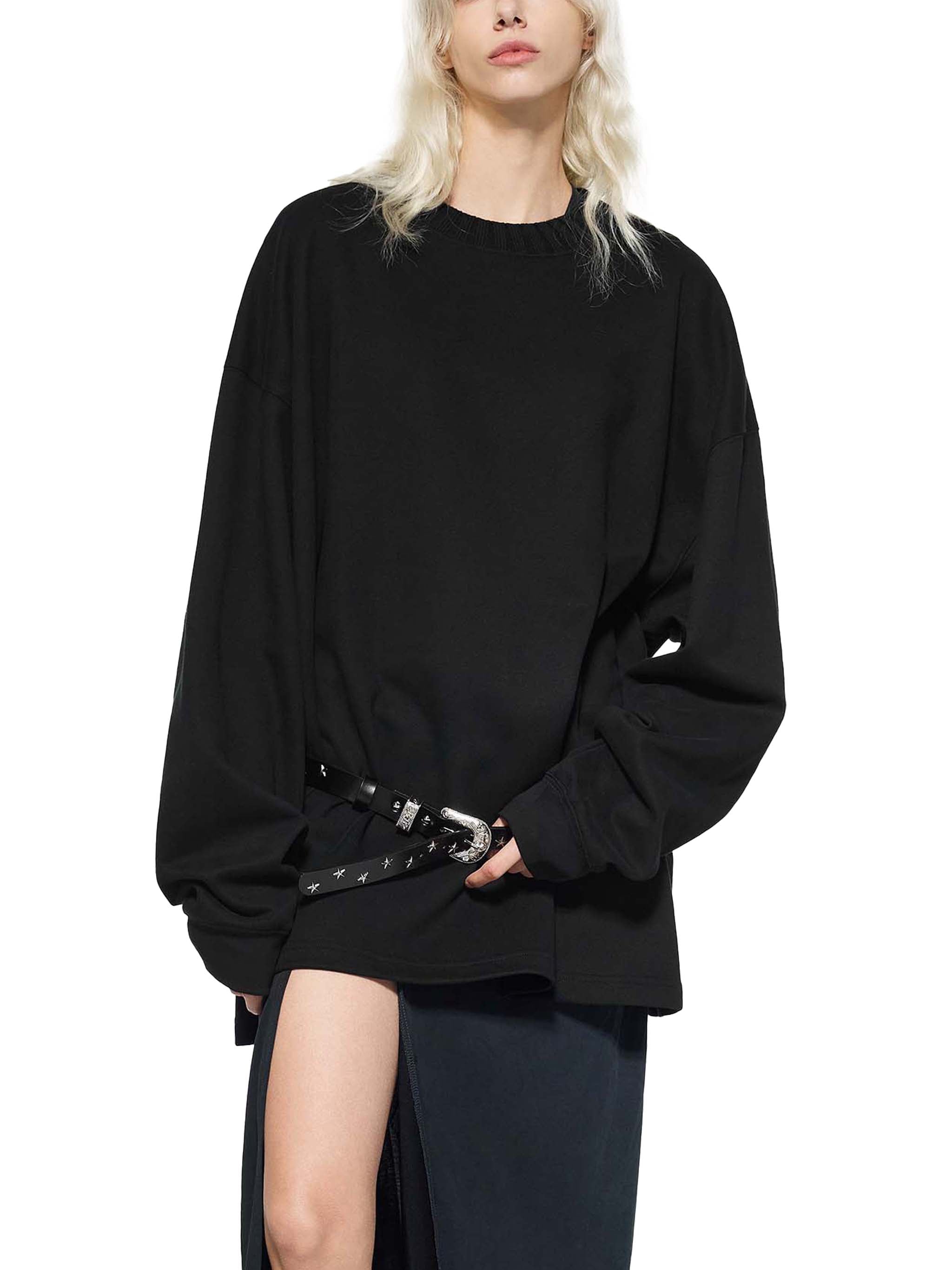BLANKZ Textured Round-Neck Sweat — Model wearing the garment, front view