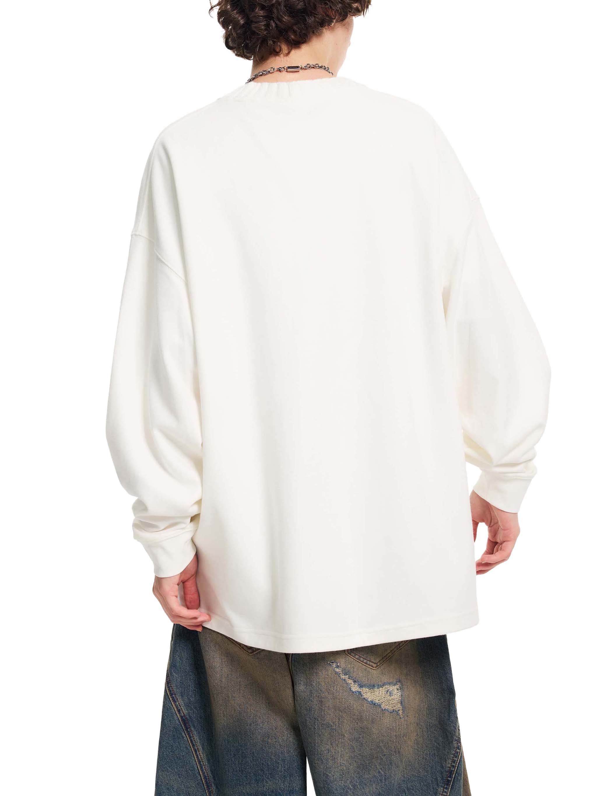 BLANKZ Textured Round-Neck Sweat — Model wearing the garment, back view