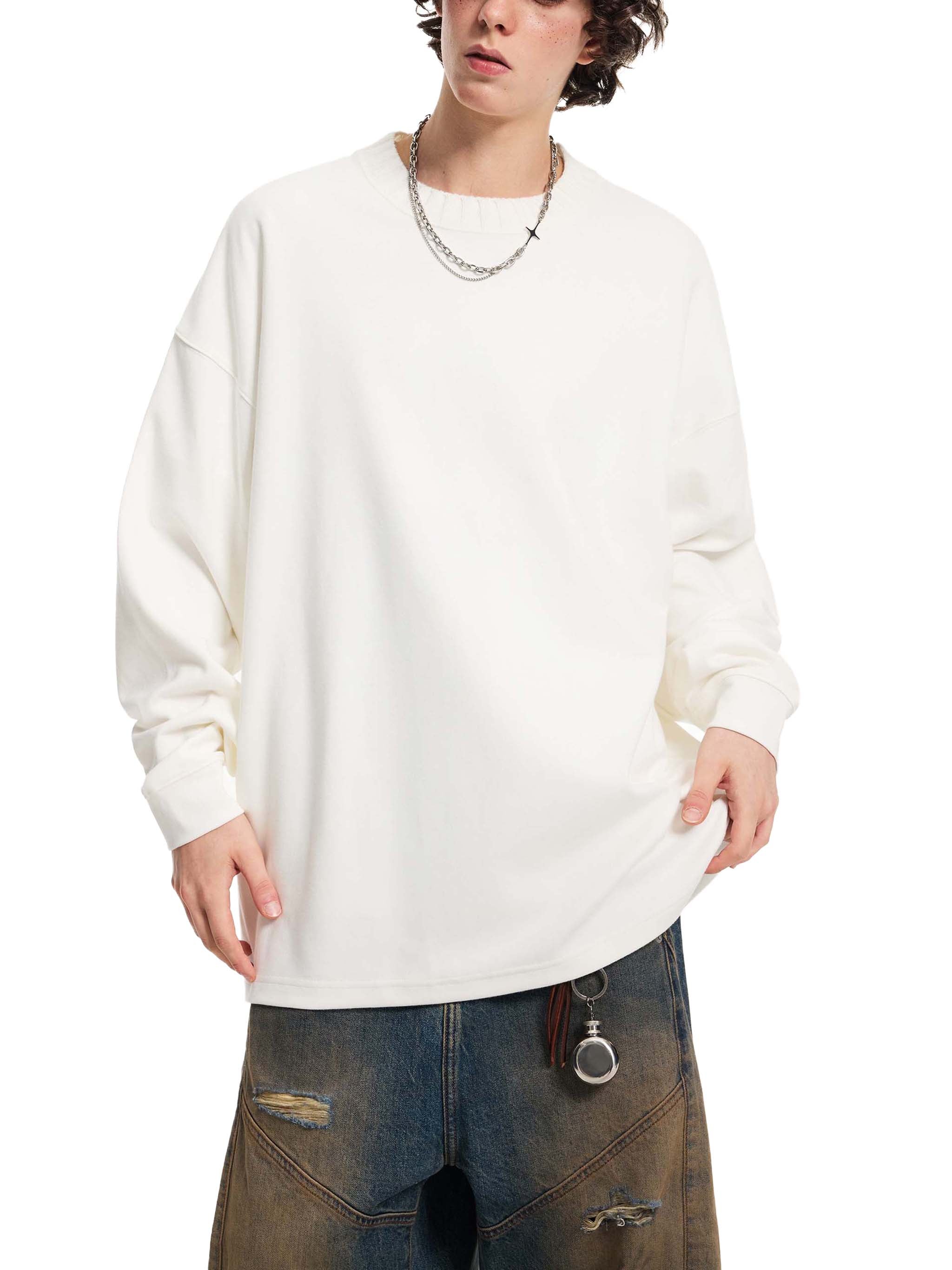 BLANKZ Textured Round-Neck Sweat — Model wearing the garment, front view