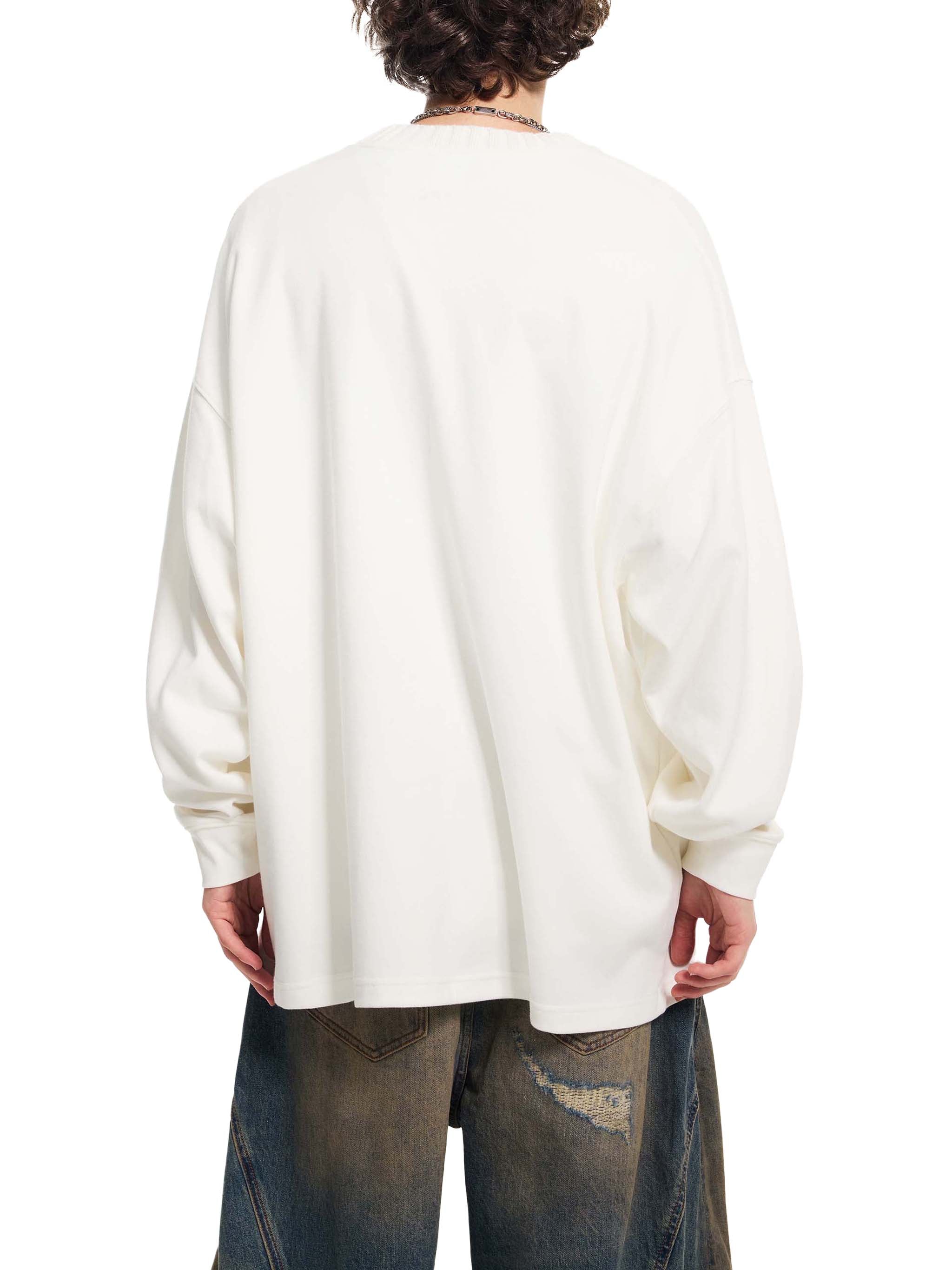BLANKZ Textured Round-Neck Sweat — Model wearing the garment, rear three-quarter view