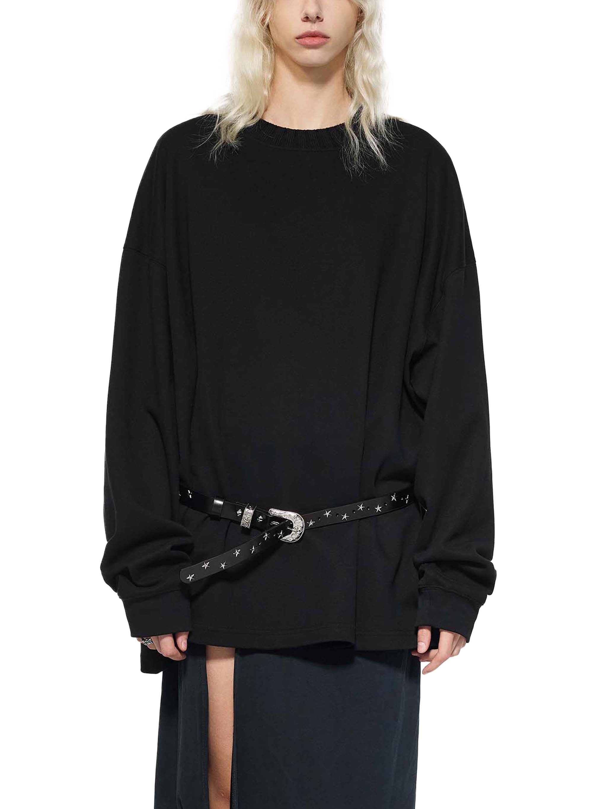 BLANKZ Textured Round-Neck Sweat — Model wearing the garment, front view