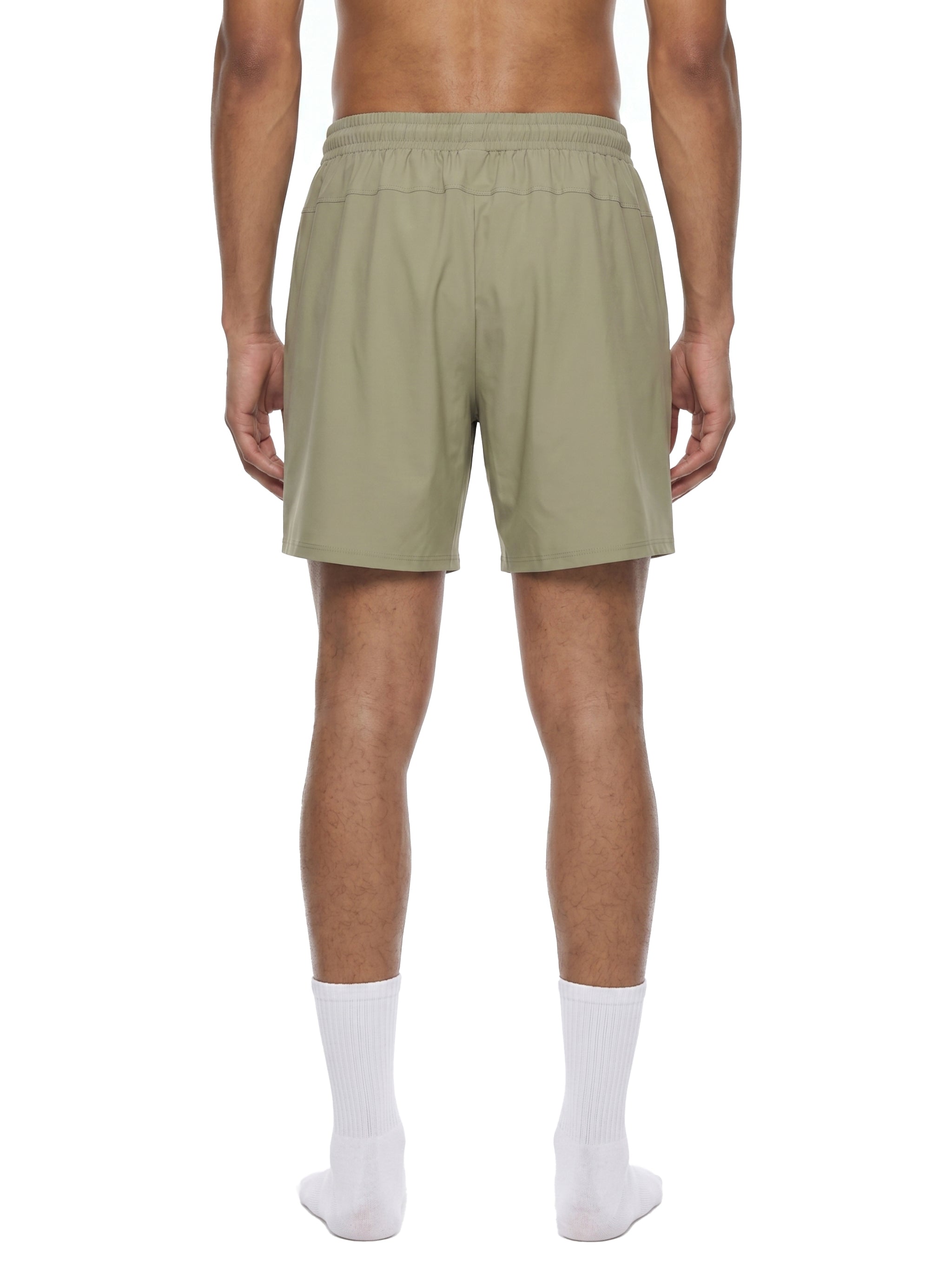 BLANKZ Light Drawstring Short — Khaki, back on model