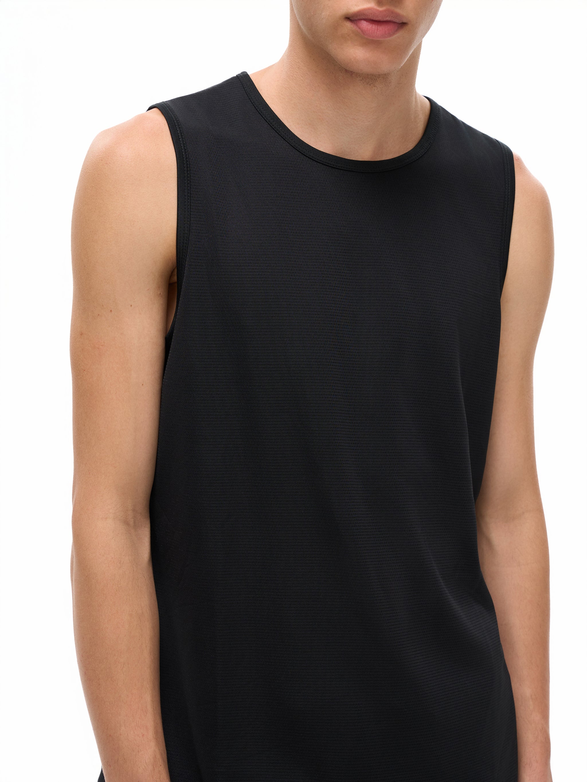 BLANKZ Lightweight Sport Jersey — Black — neckline on model