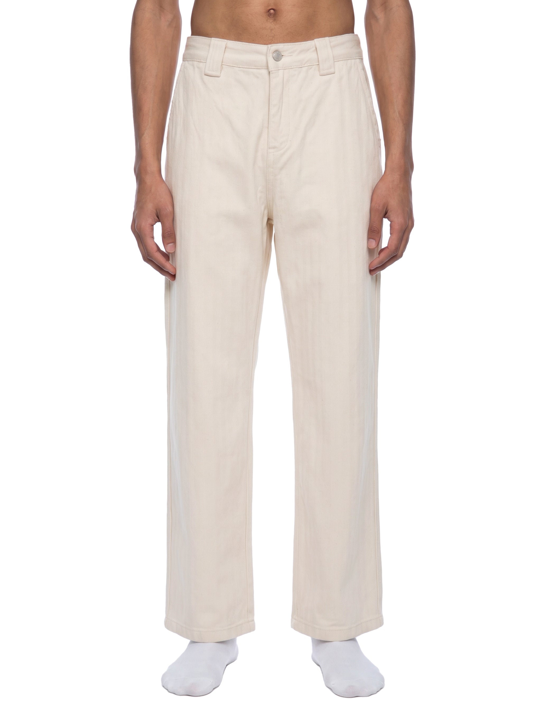 BLANKZ Everyday Straight Jean — Mild Apricot — worn front view