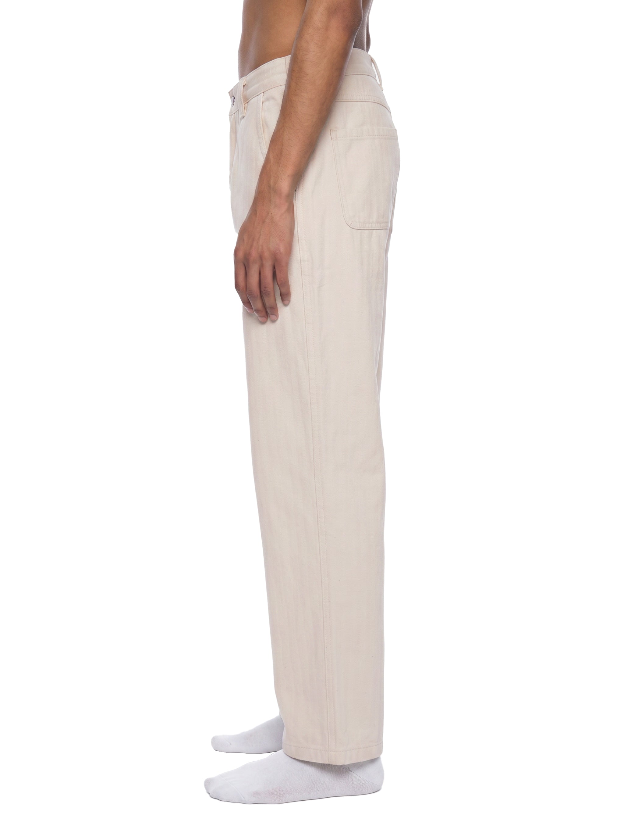 BLANKZ Everyday Straight Jean — Mild Apricot — worn side view
