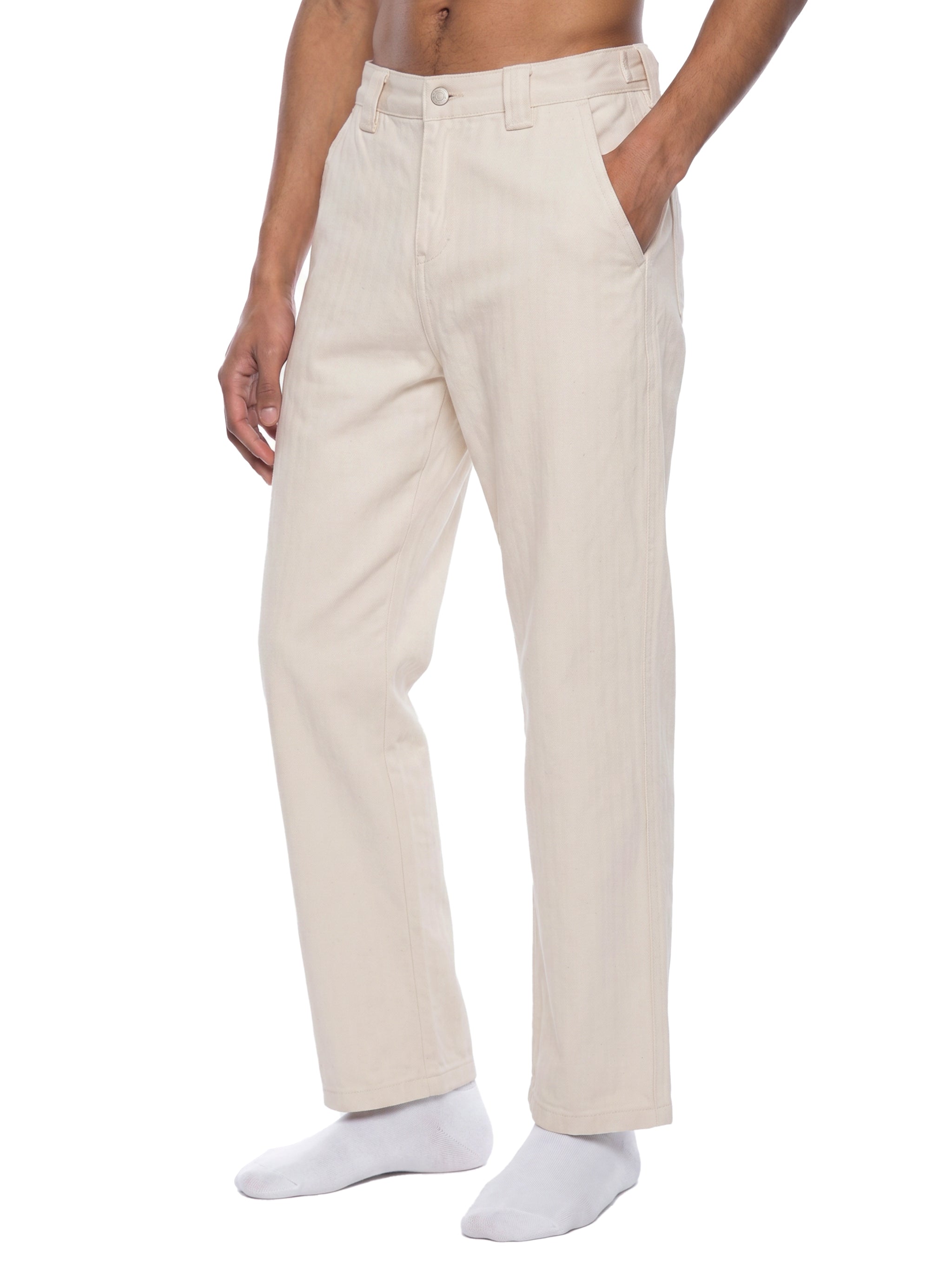 BLANKZ Everyday Straight Jean — Mild Apricot — angled front view