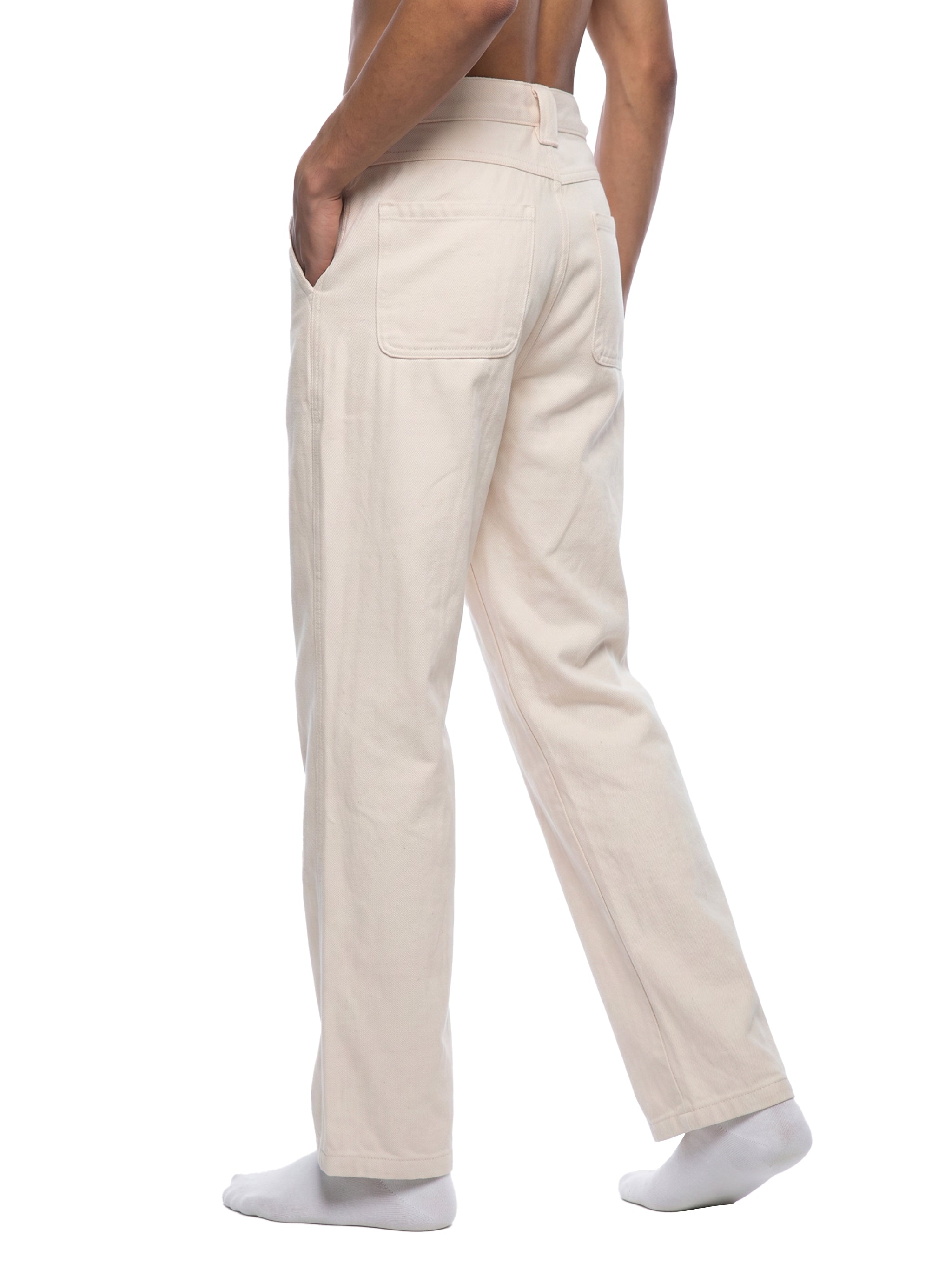 BLANKZ Everyday Straight Jean — Mild Apricot — walking back view